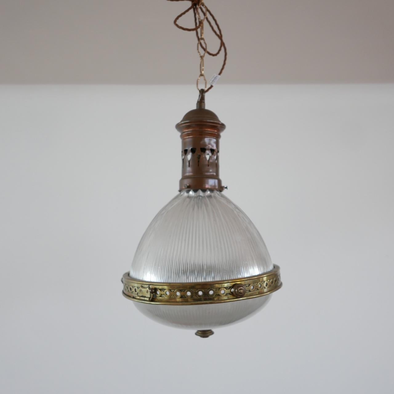 Antique French Holophane Pendant Light For Sale 3