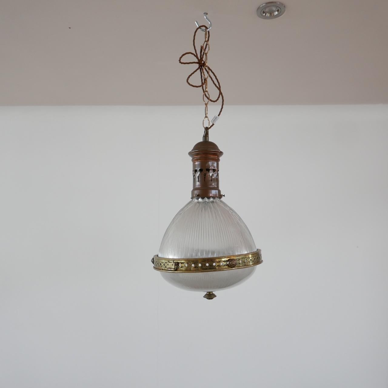 Antique French Holophane Pendant Light For Sale 4
