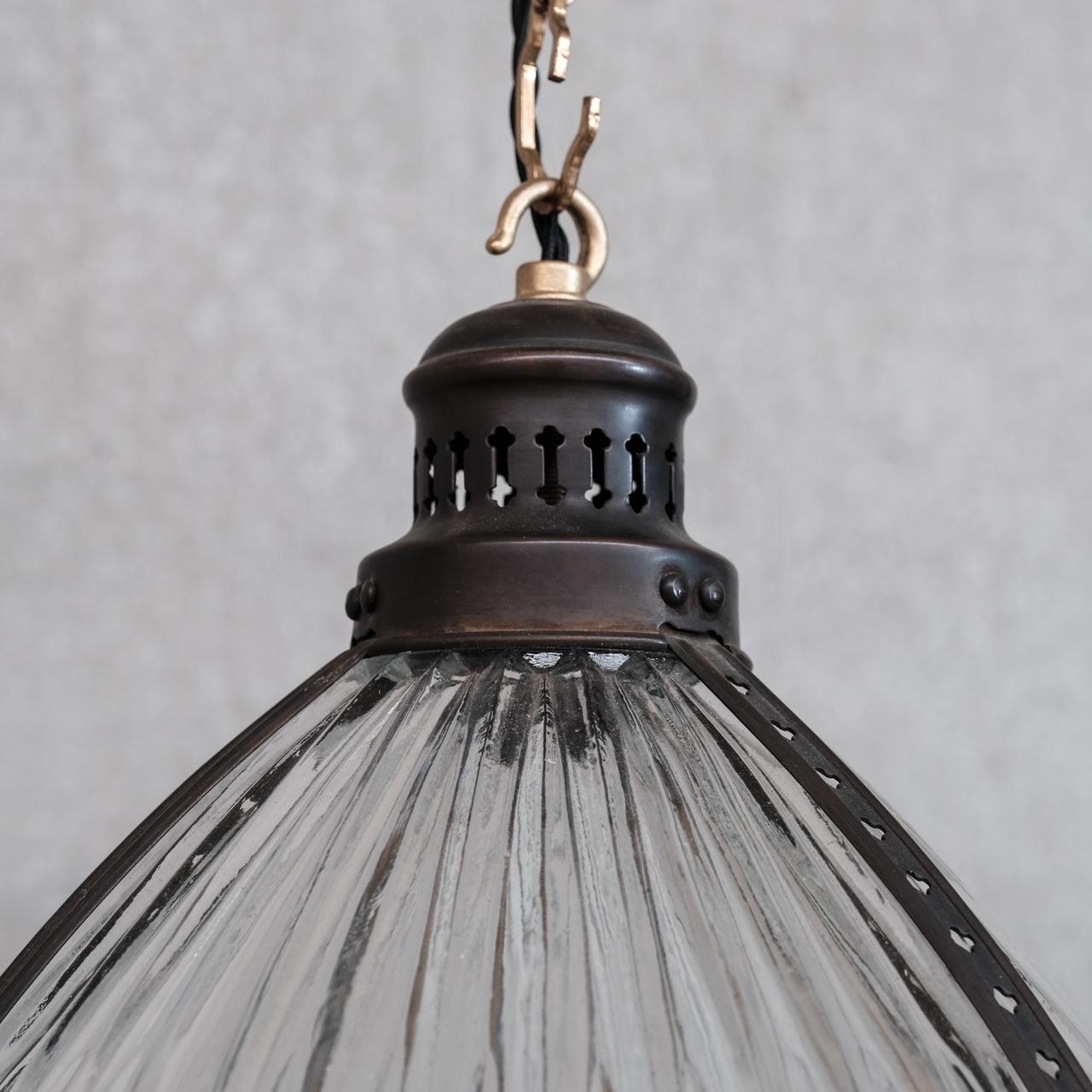 Antique French Holophane Prismatic Glass Pendant Light 3