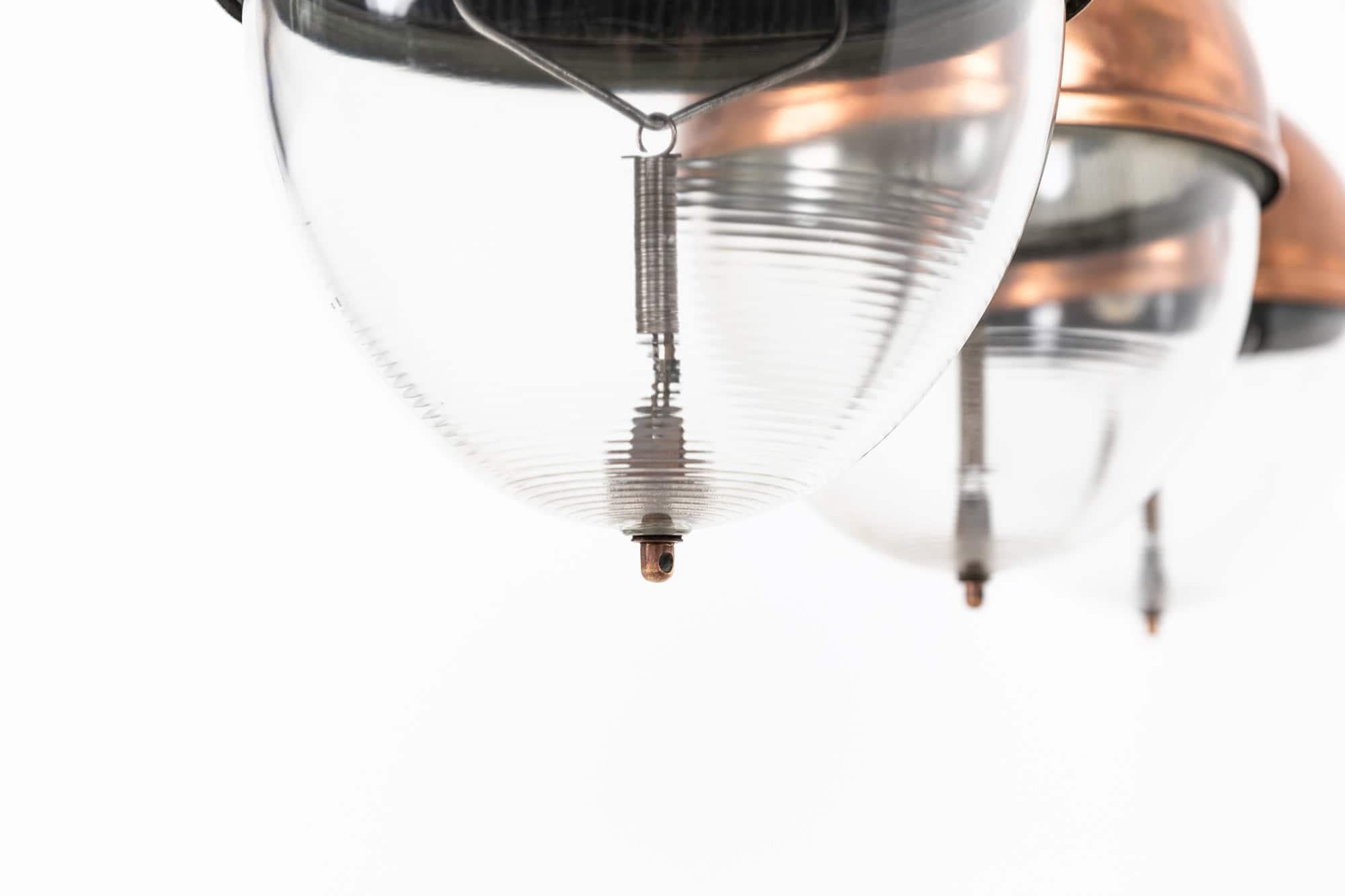 Art Déco Antique French Holophane Prismatic Glass Pendant Street Light, c.1930 in vendita