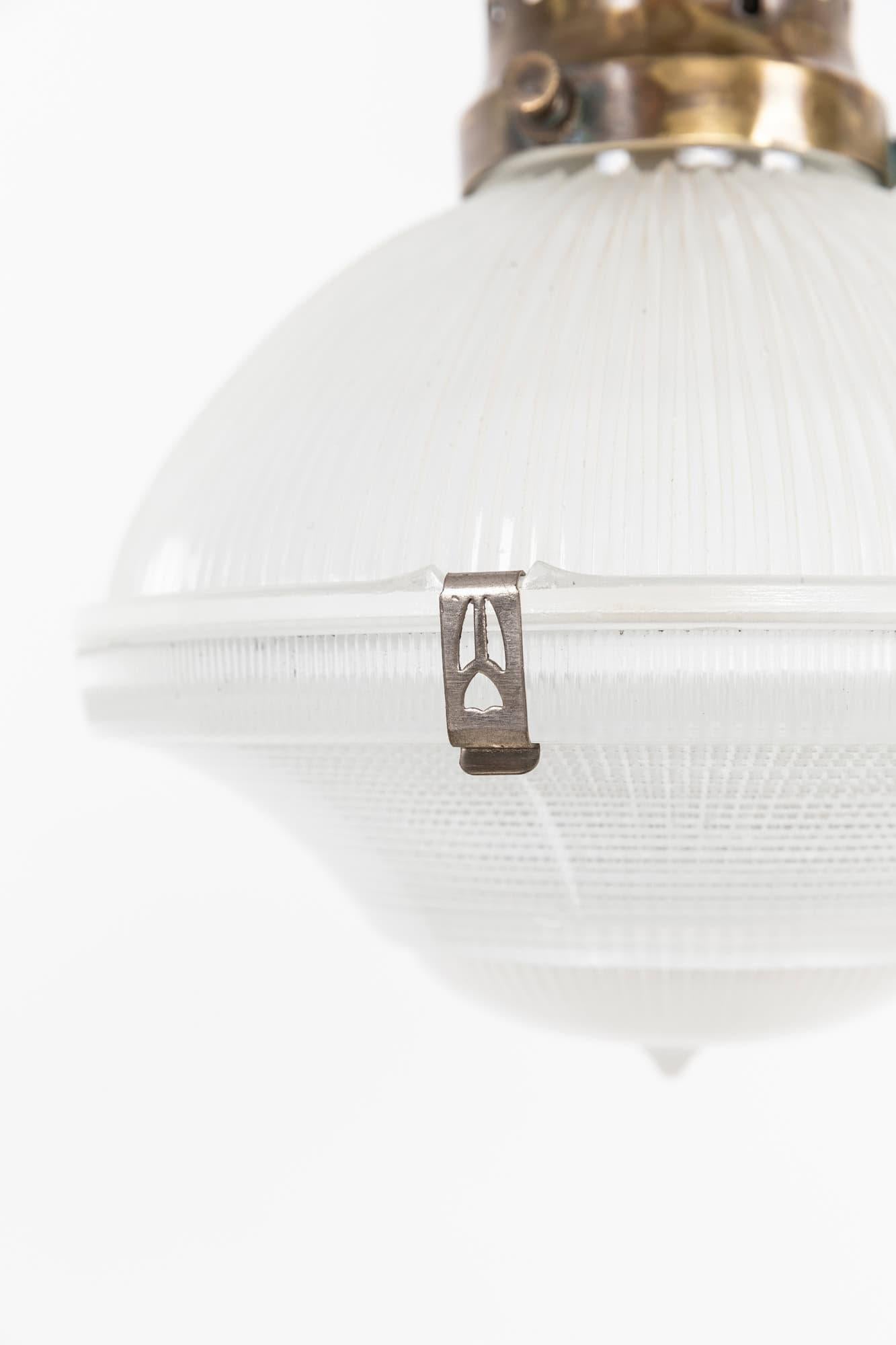 Anglais Antique French Holophane Reflector-Refractor Glass Suspension Light, c.1920 en vente