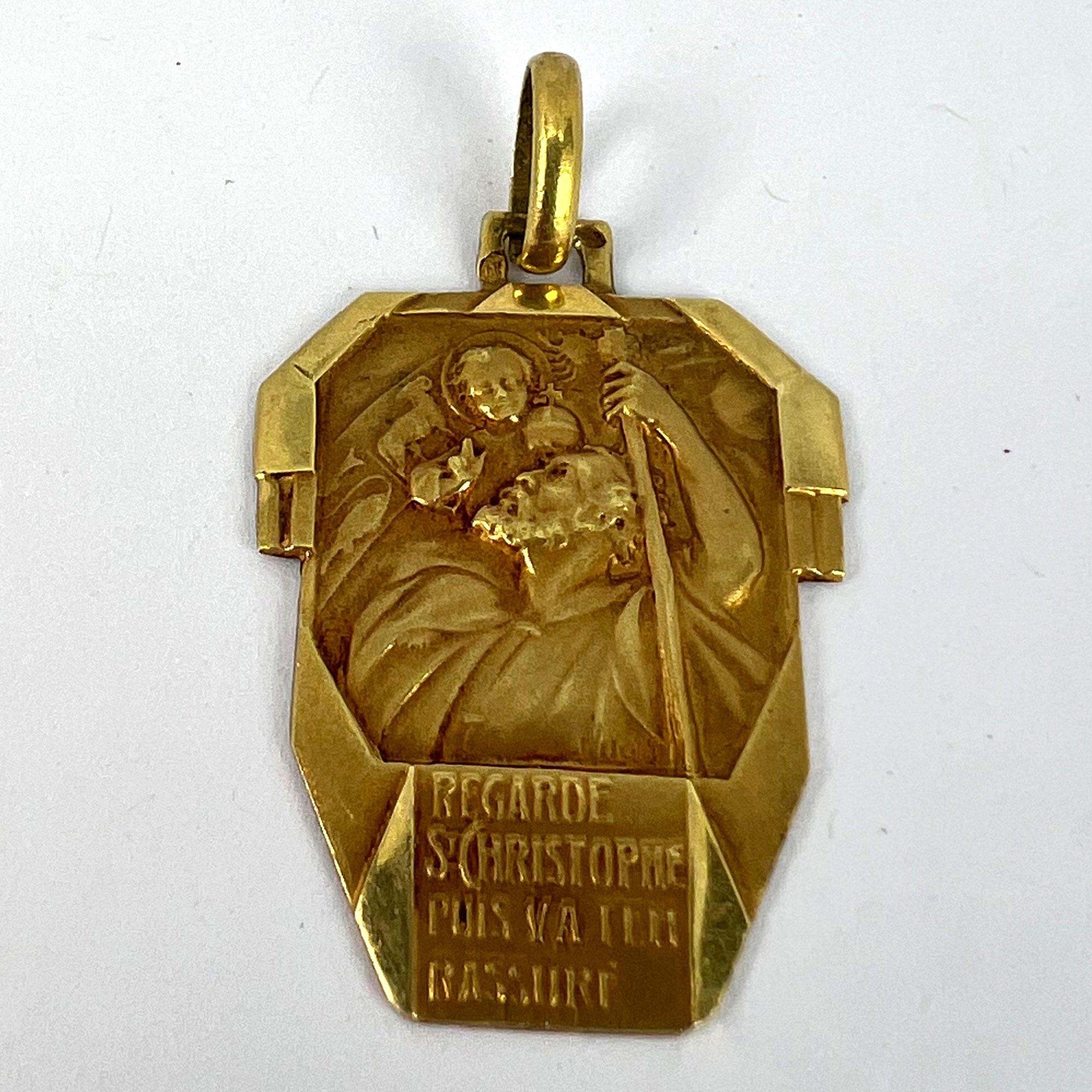 Colgante de oro amarillo de 18 quilates Antiguo San Cristóbal Francés 8