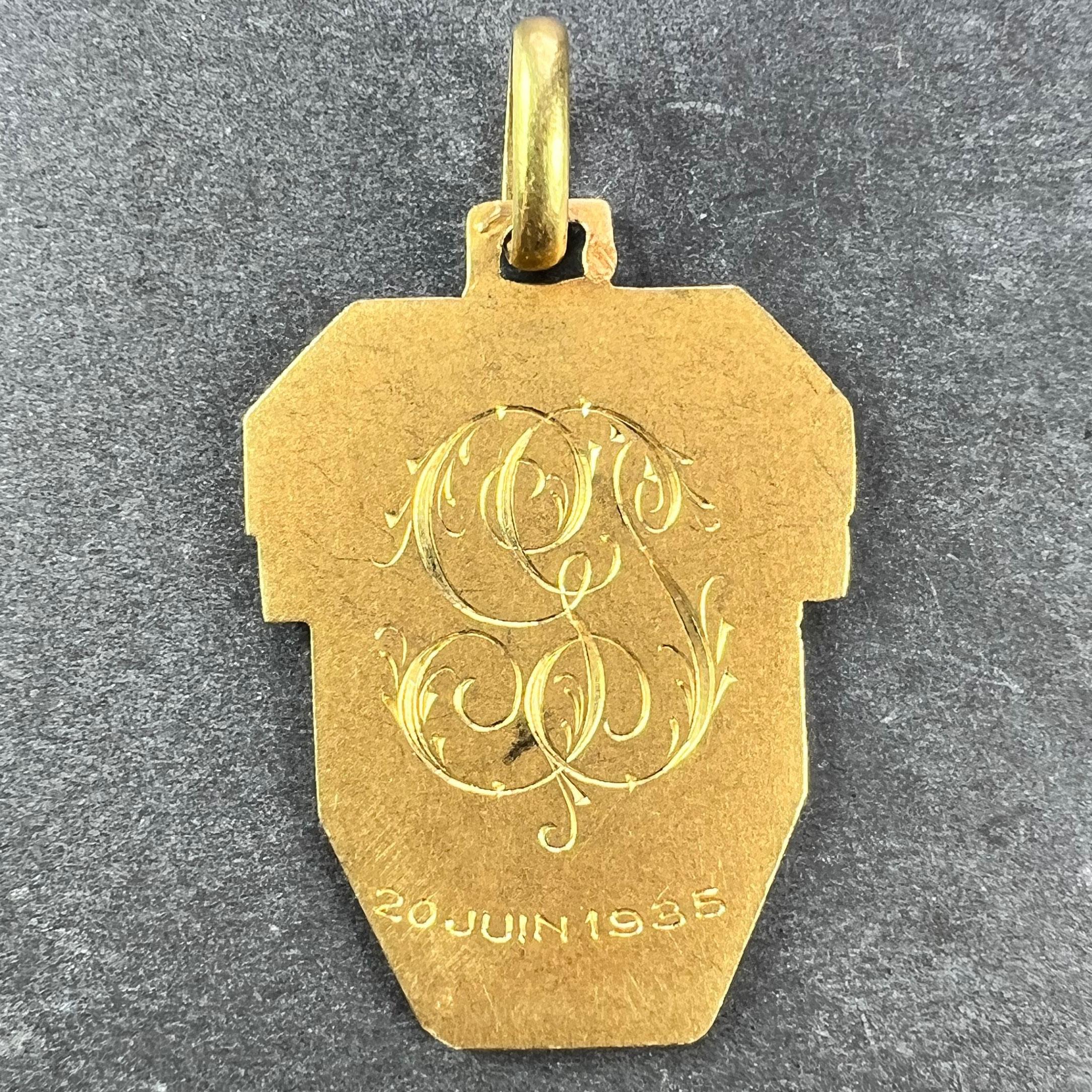 Colgante de oro amarillo de 18 quilates Antiguo San Cristóbal Francés en Bueno Estado en London, GB