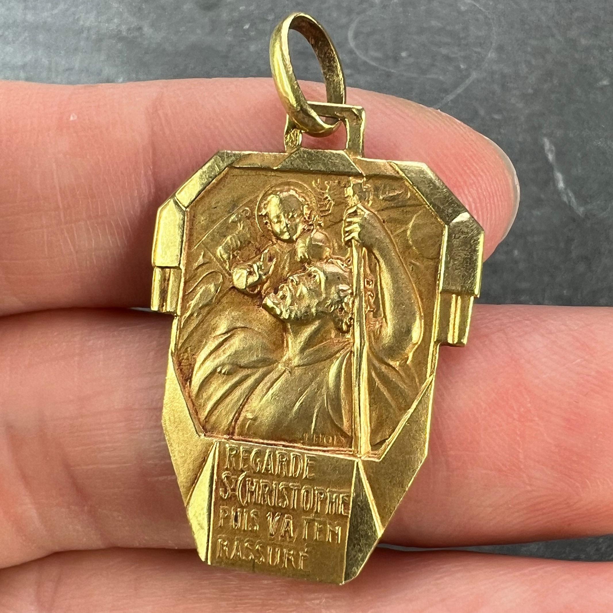 Colgante de oro amarillo de 18 quilates Antiguo San Cristóbal Francés 1