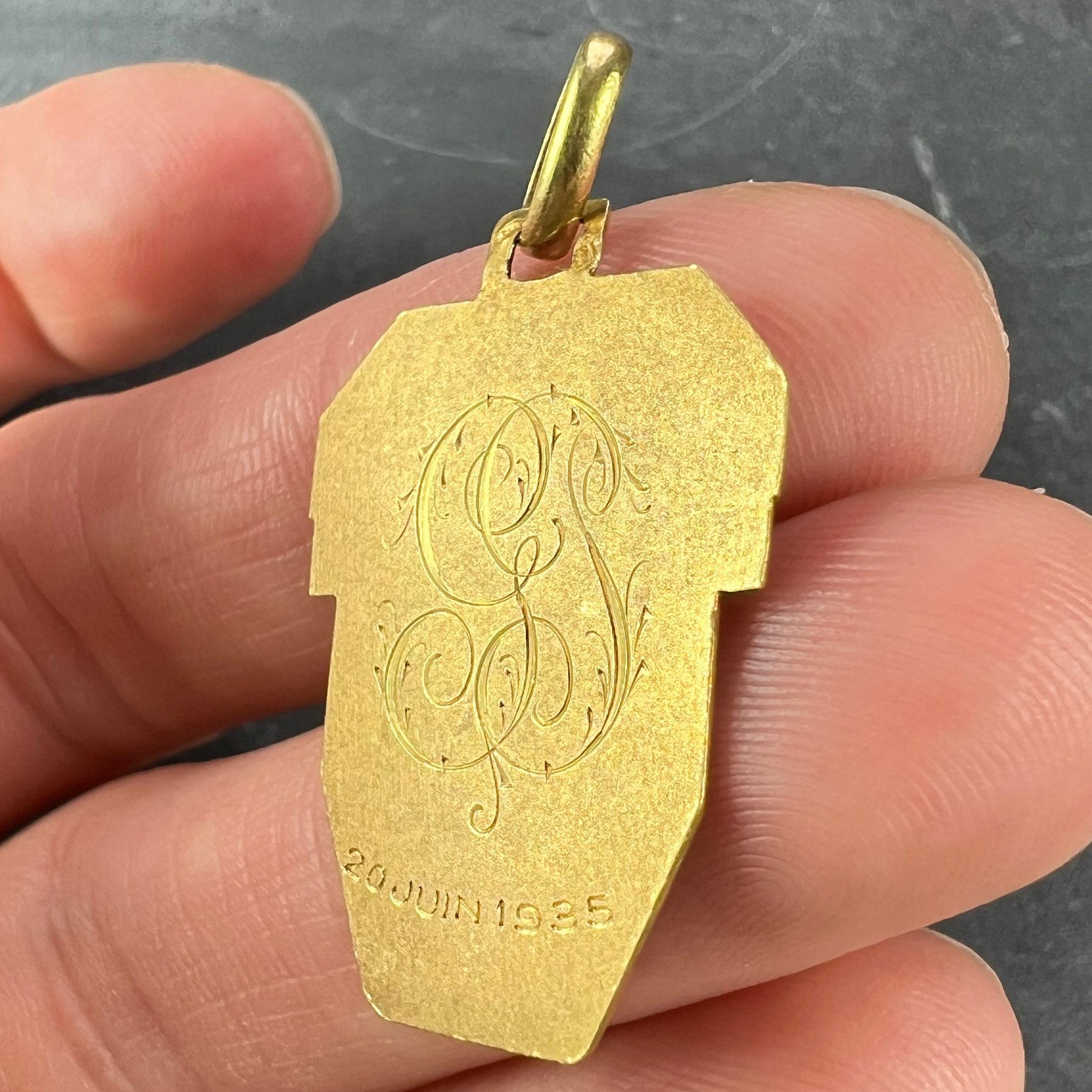 Colgante de oro amarillo de 18 quilates Antiguo San Cristóbal Francés 4