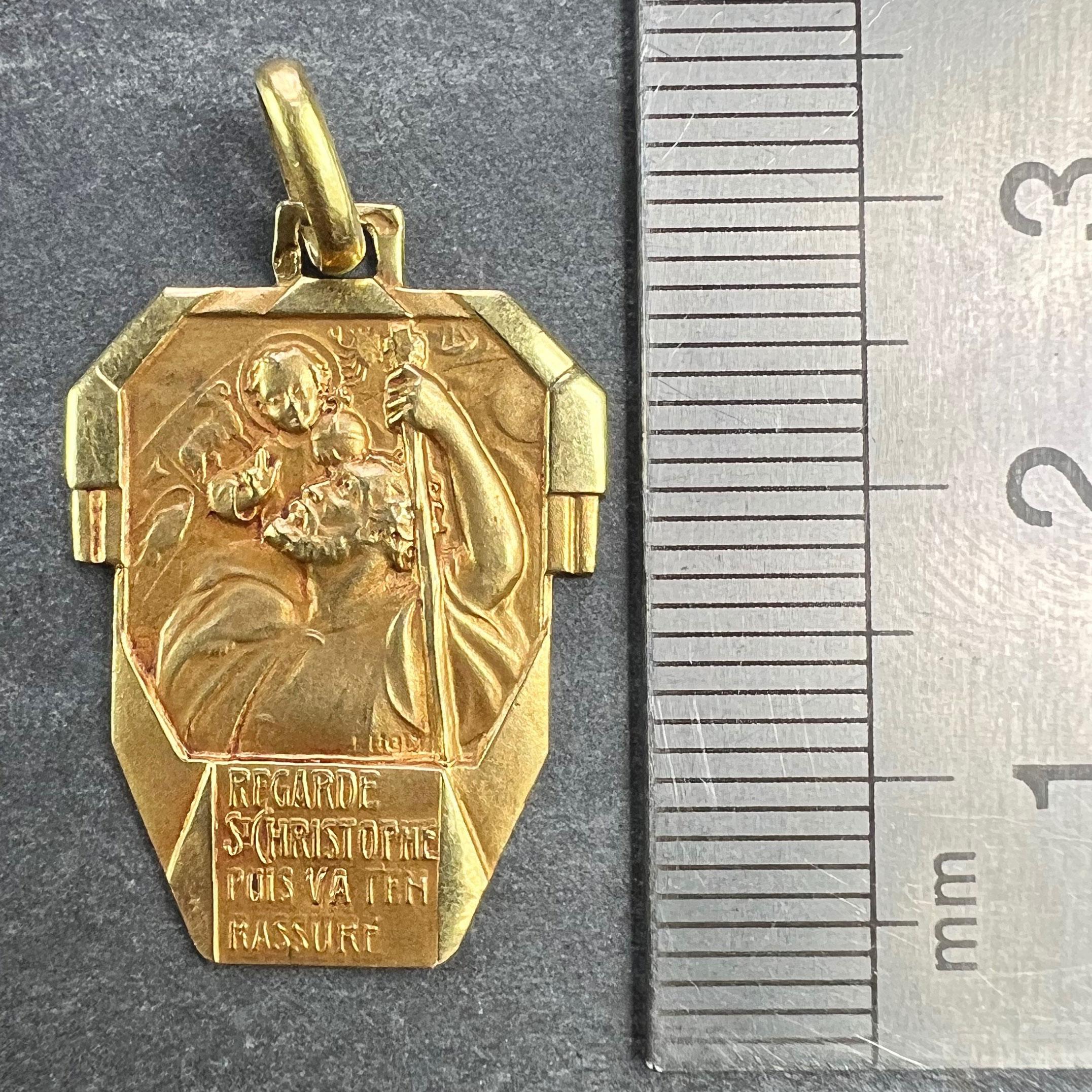 Colgante de oro amarillo de 18 quilates Antiguo San Cristóbal Francés 5