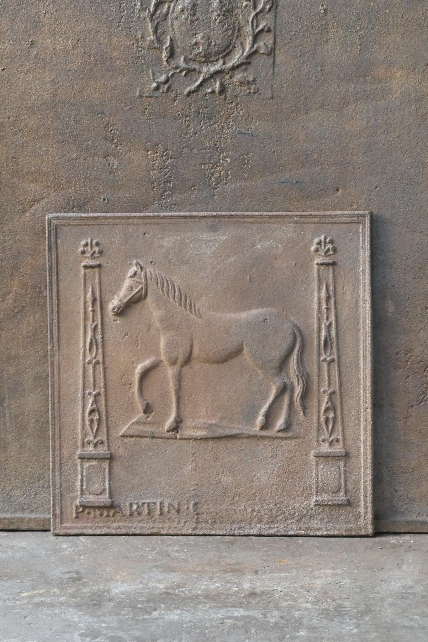 Neoclassical Antique French 'Horse' Fireback / Backsplash, 19th Century For Sale