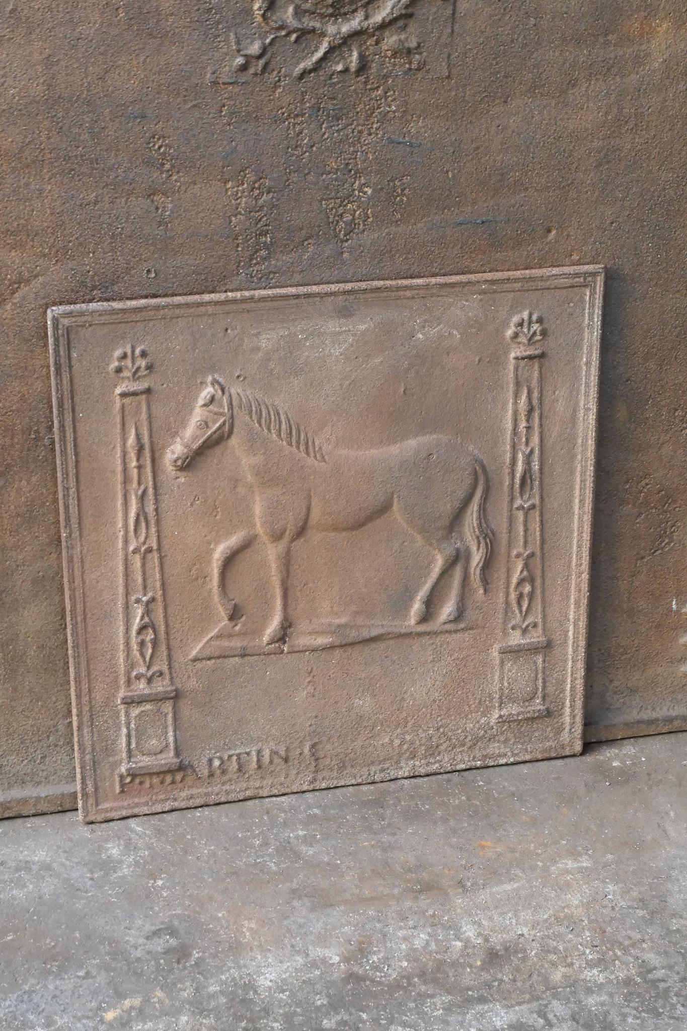 Antiker französischer „Horse“-Kaminschirm/Rückenplash aus dem 19. Jahrhundert (Gegossen) im Angebot