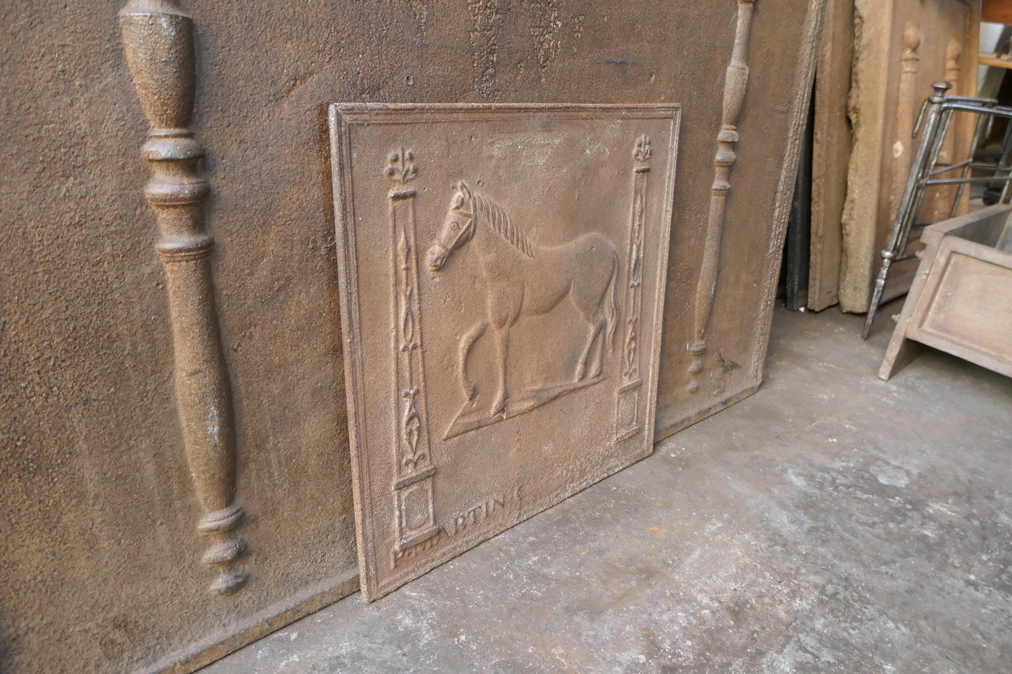 Antiker französischer „Horse“-Kaminschirm/Rückenplash aus dem 19. Jahrhundert (Eisen) im Angebot
