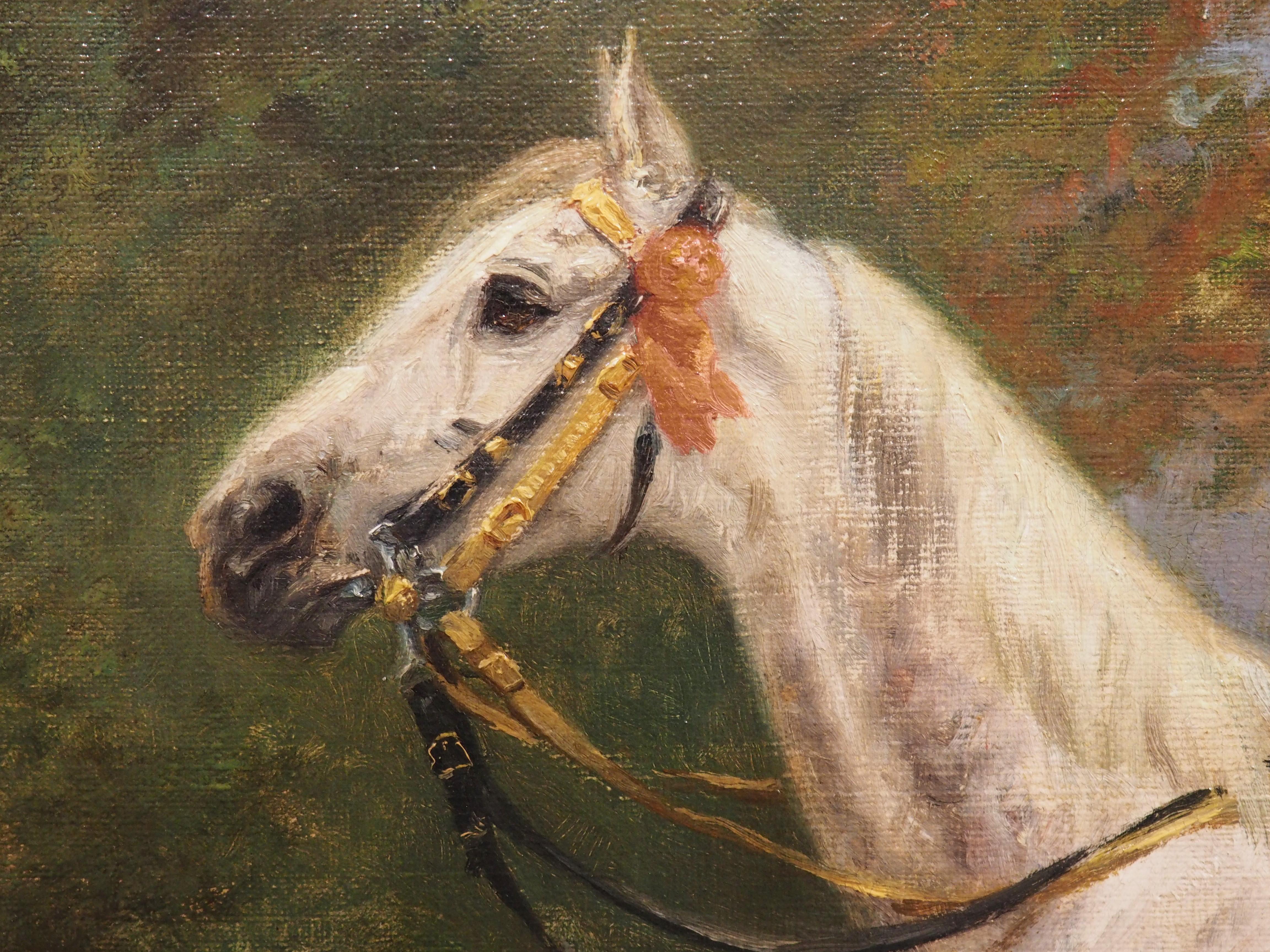 Antique French Horse Portrait of Elysée, Dated 1905 5