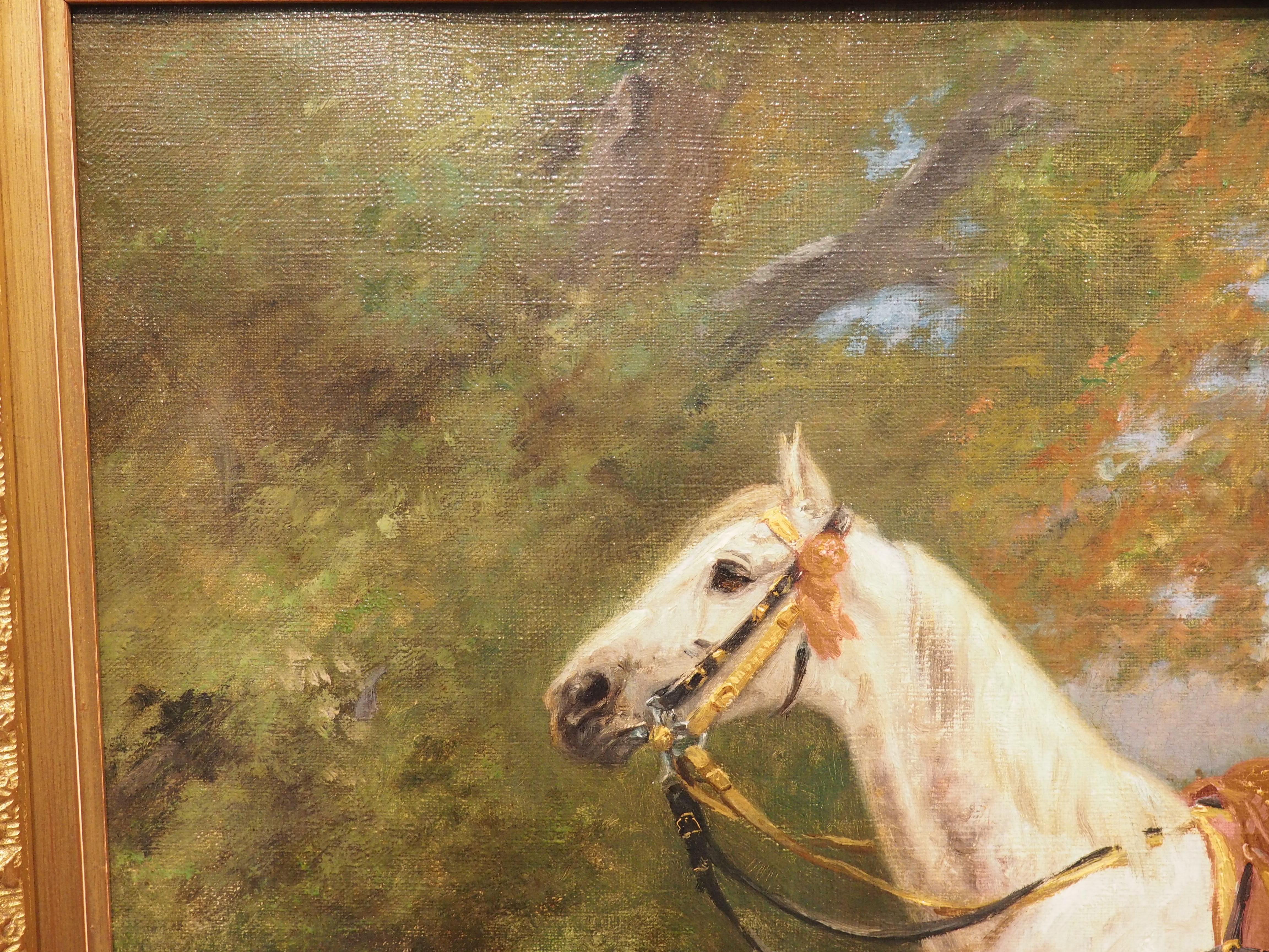 Antique French Horse Portrait of Elysée, Dated 1905 9