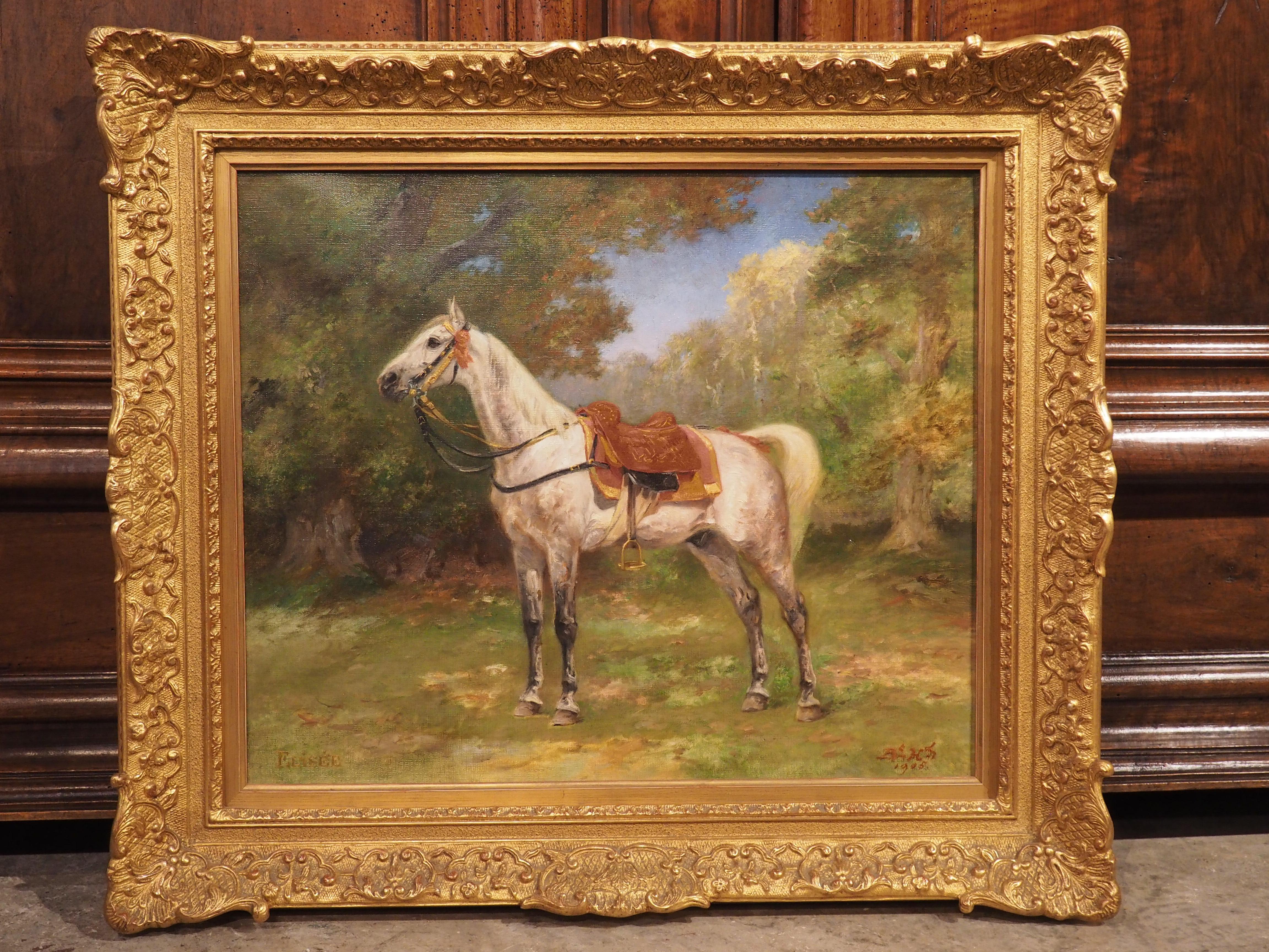 Antique French Horse Portrait of Elysée, Dated 1905 12