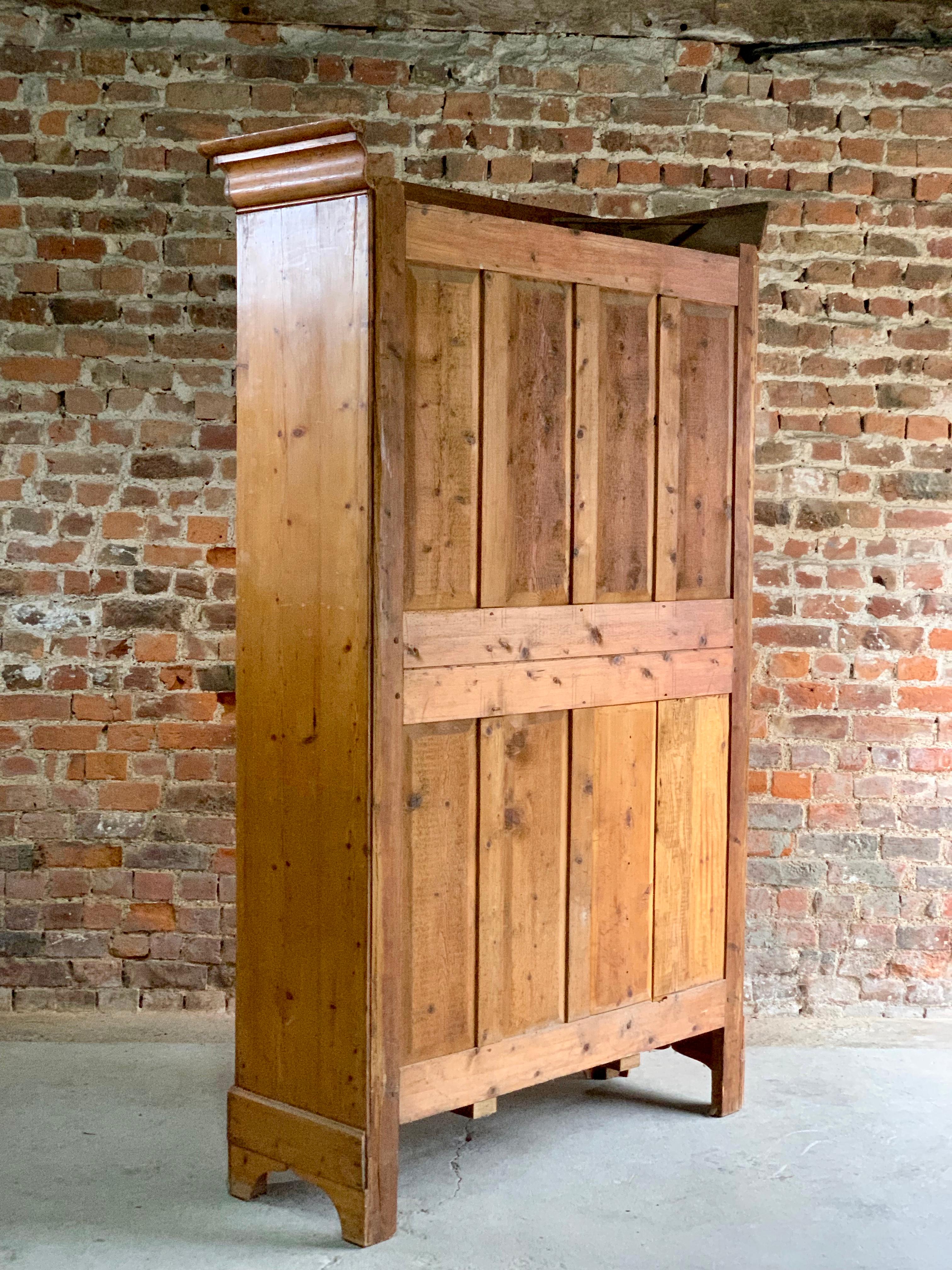 Antique French Housekeepers Cupboard Stripped Pine Two-Door, circa 1890 2