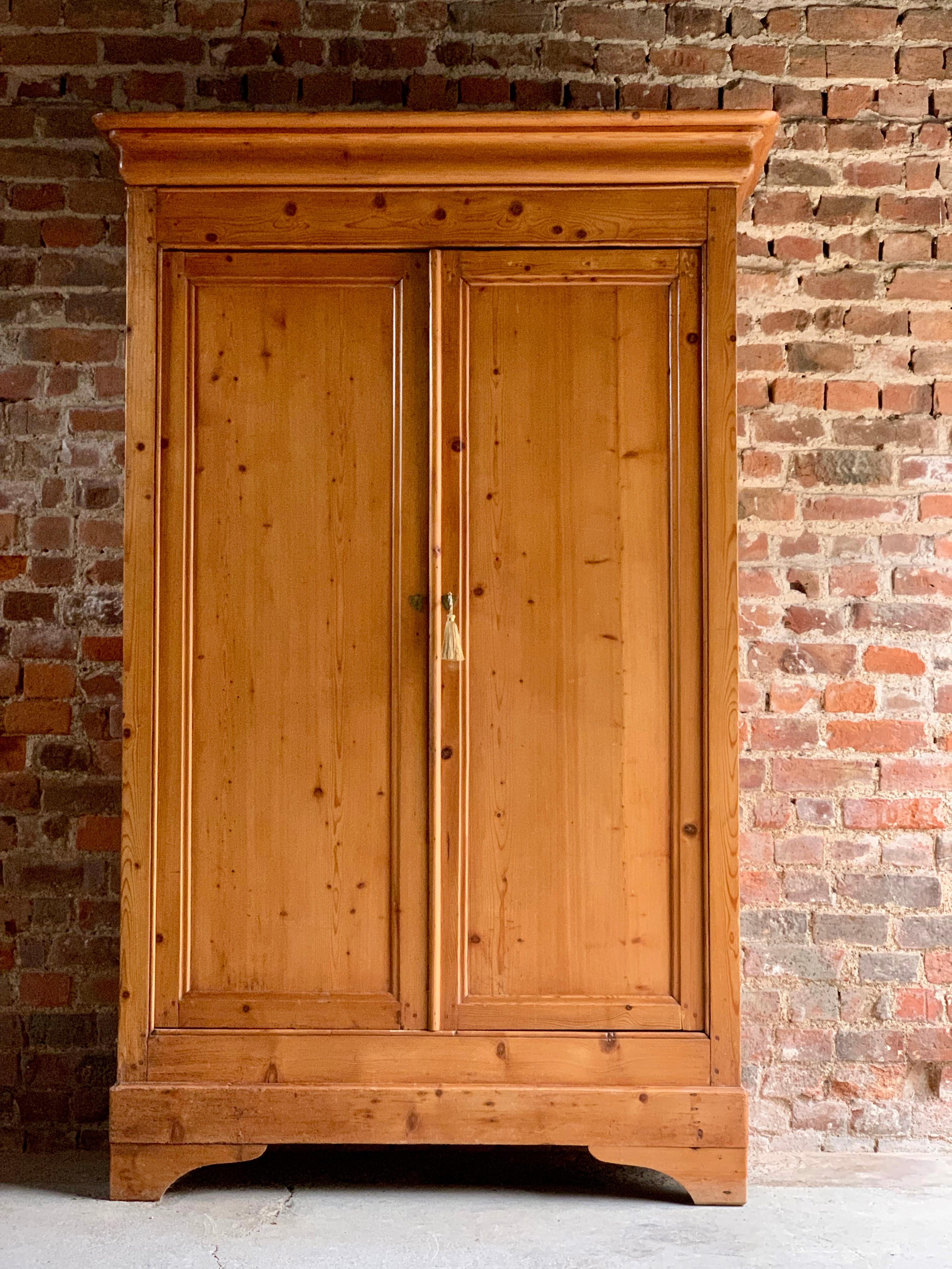 Napoleon III Antique French Housekeepers Cupboard Stripped Pine Two-Door, circa 1890