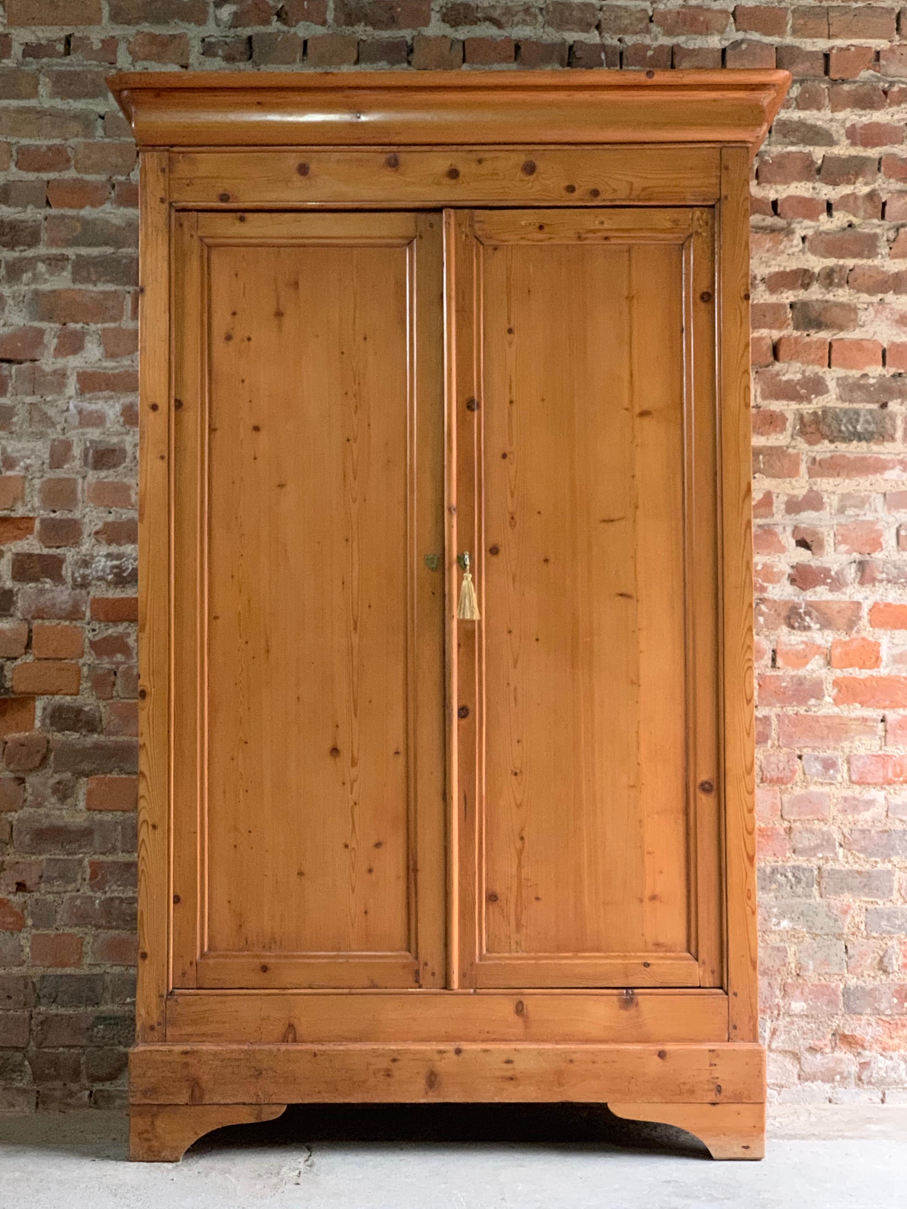 Antique French Housekeepers Cupboard Stripped Pine Two-Door, circa 1890 1