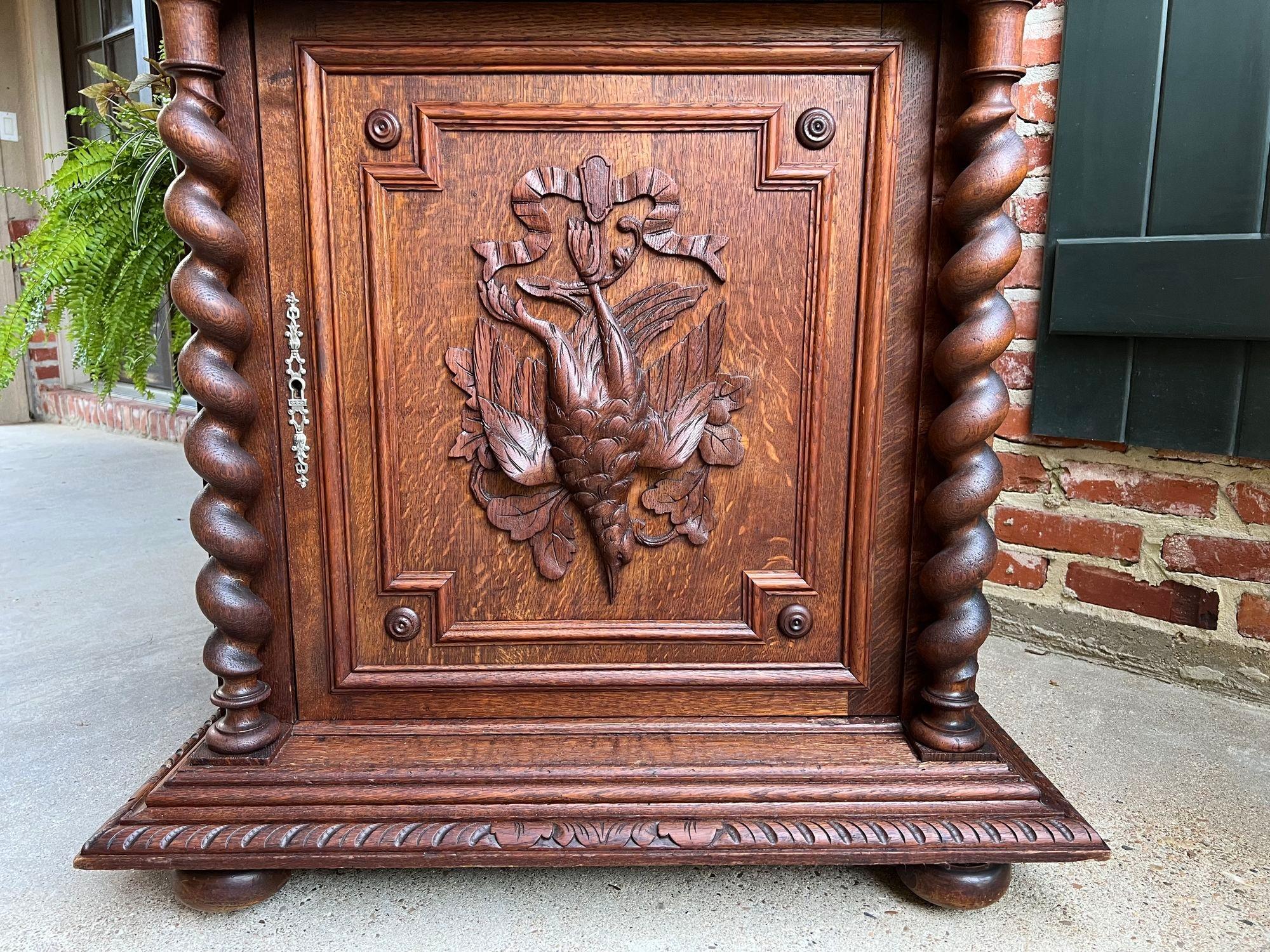 Antique French Hunt Cabinet Bookcase Barley Twist Black Forest Carved Baroque For Sale 1
