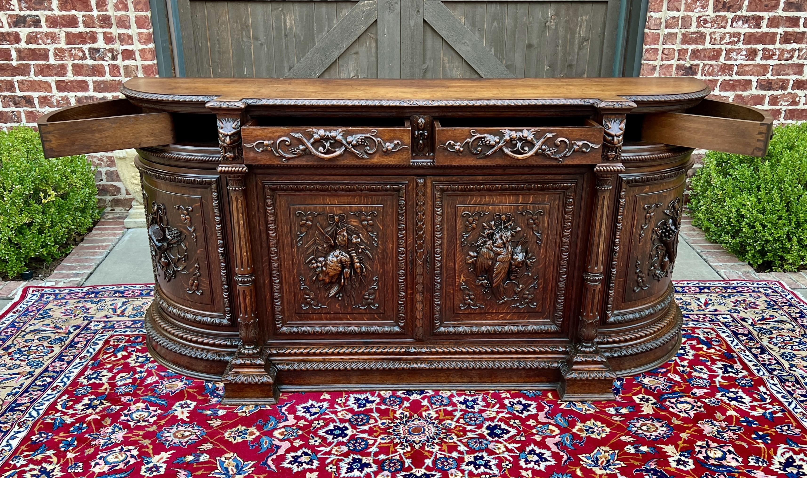 Antique French Hunt Sideboard Buffet Server Renaissance Revival Oak 19th Superb! 6