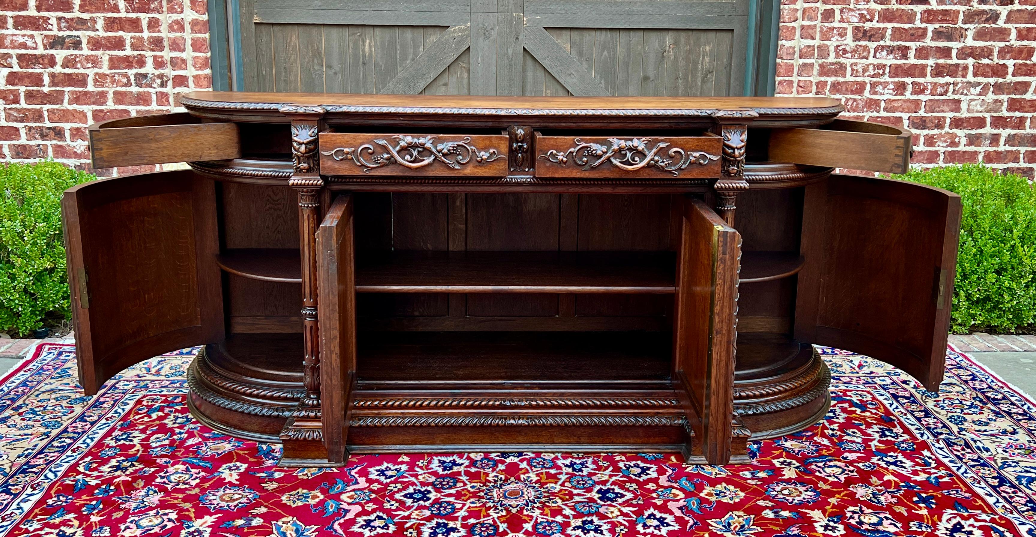 Antique French Hunt Sideboard Buffet Server Renaissance Revival Oak 19th Superb! 7