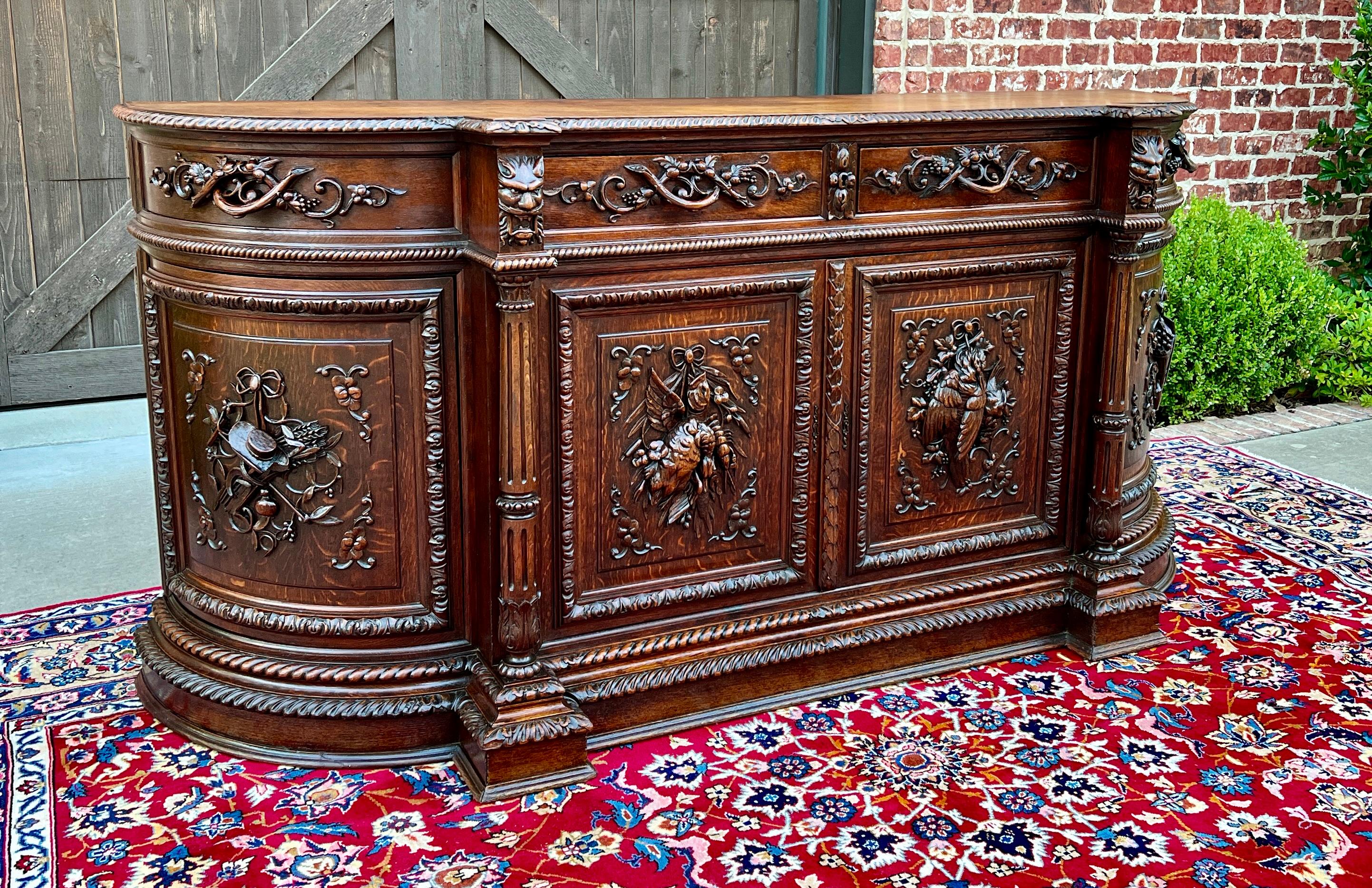 Antique French Hunt Sideboard Buffet Server Renaissance Revival Oak 19th Superb! 9