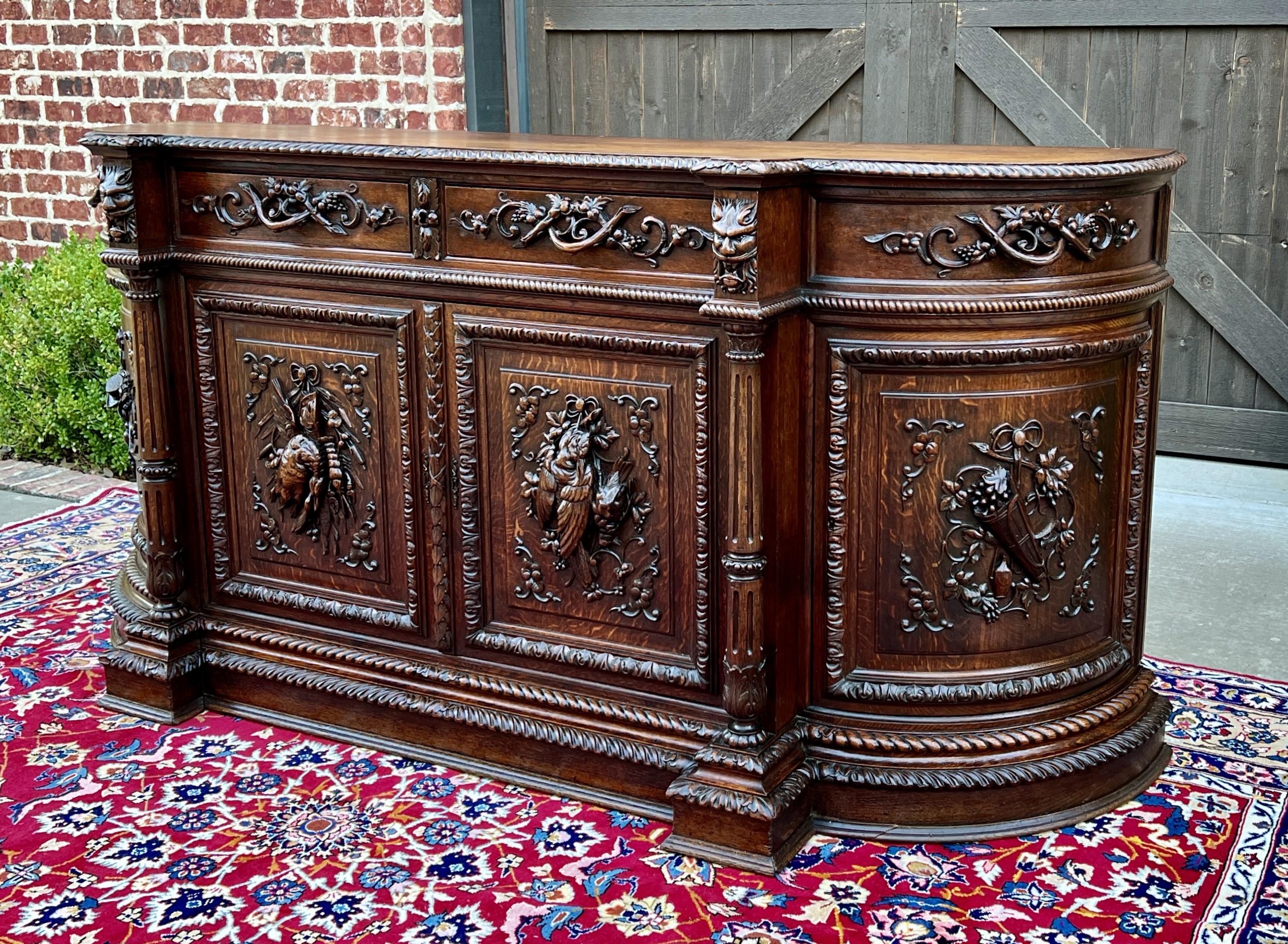Antique French Hunt Sideboard Buffet Server Renaissance Revival Oak 19th Superb! 10