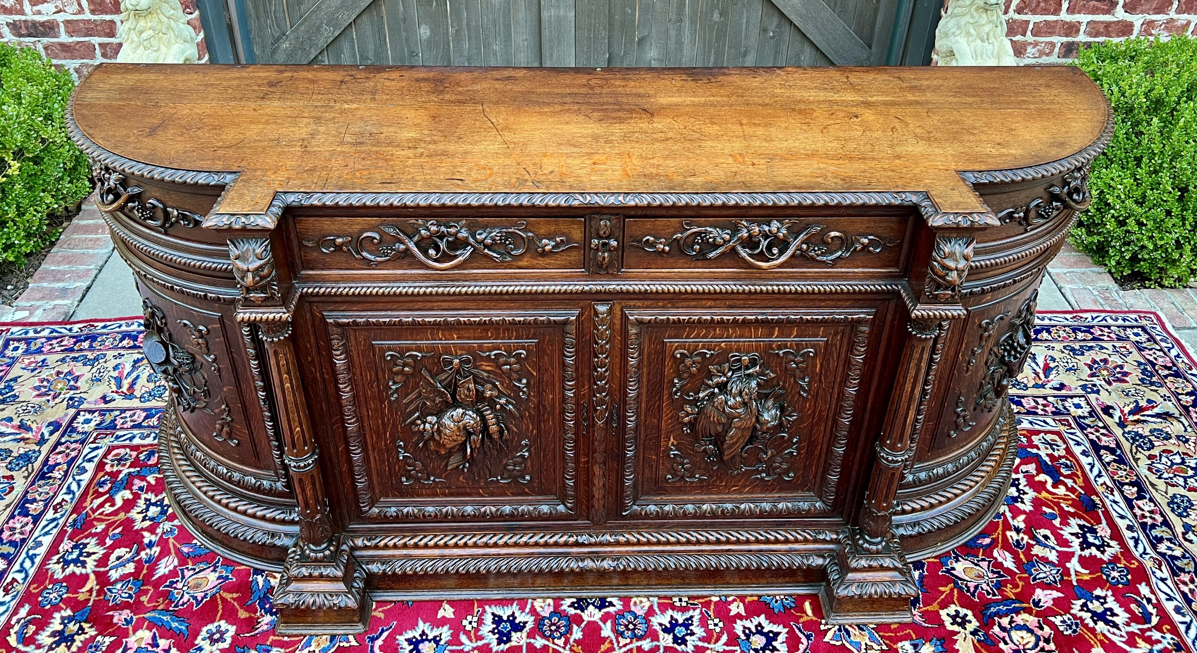 Antique French Hunt Sideboard Buffet Server Renaissance Revival Oak 19th Superb! 11