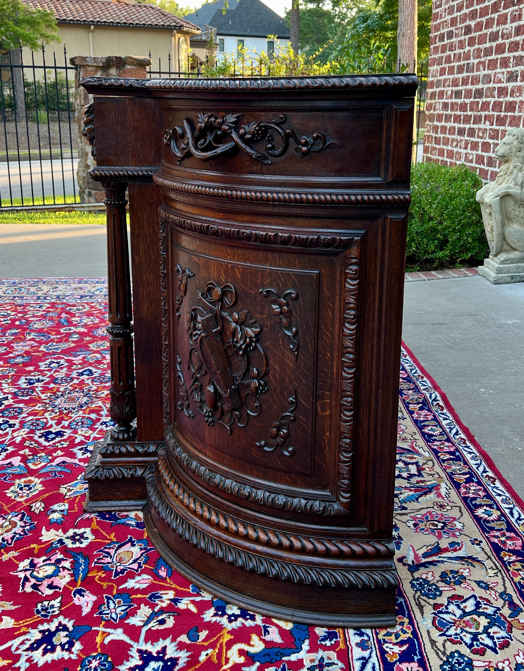 Antique French Hunt Sideboard Buffet Server Renaissance Revival Oak 19th Superb! 14