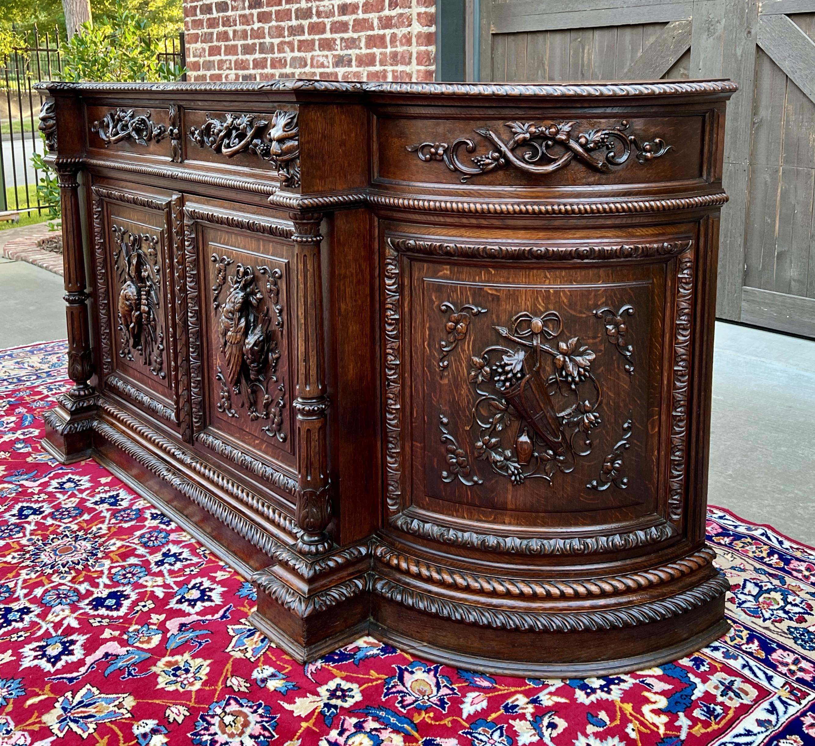 Antique French Hunt Sideboard Buffet Server Renaissance Revival Oak 19th Superb! 3