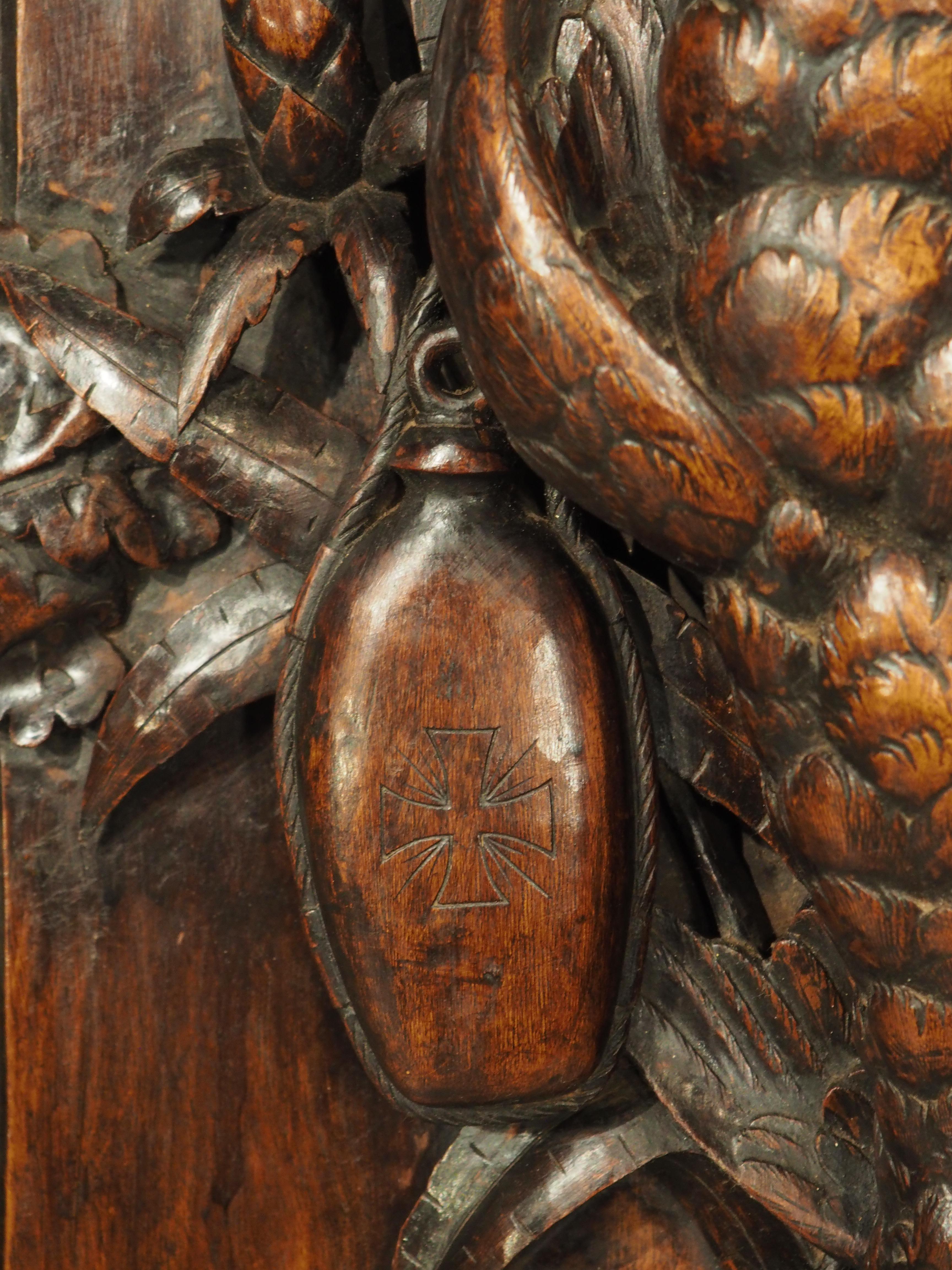 Hand-Carved Antique French Hunt Trophy Plaque in Carved Walnut, Late 1800s