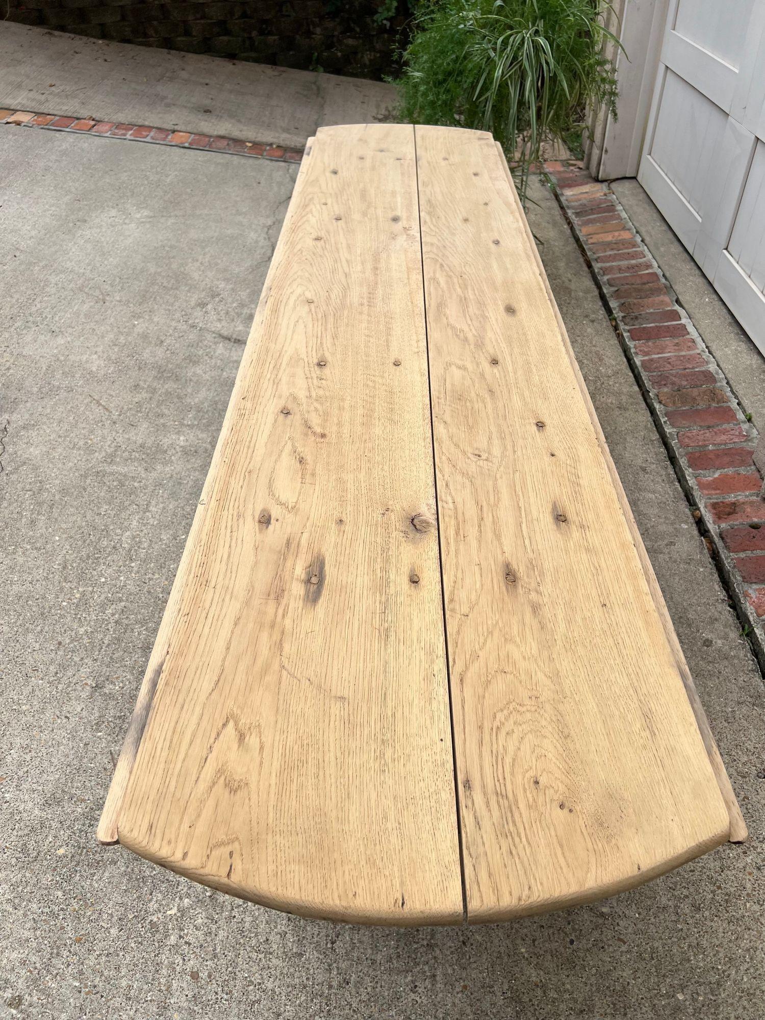 Antique French Hunt Wake DINING Table Bleached Oak LARGE Gate Leg Console c1880 For Sale 15