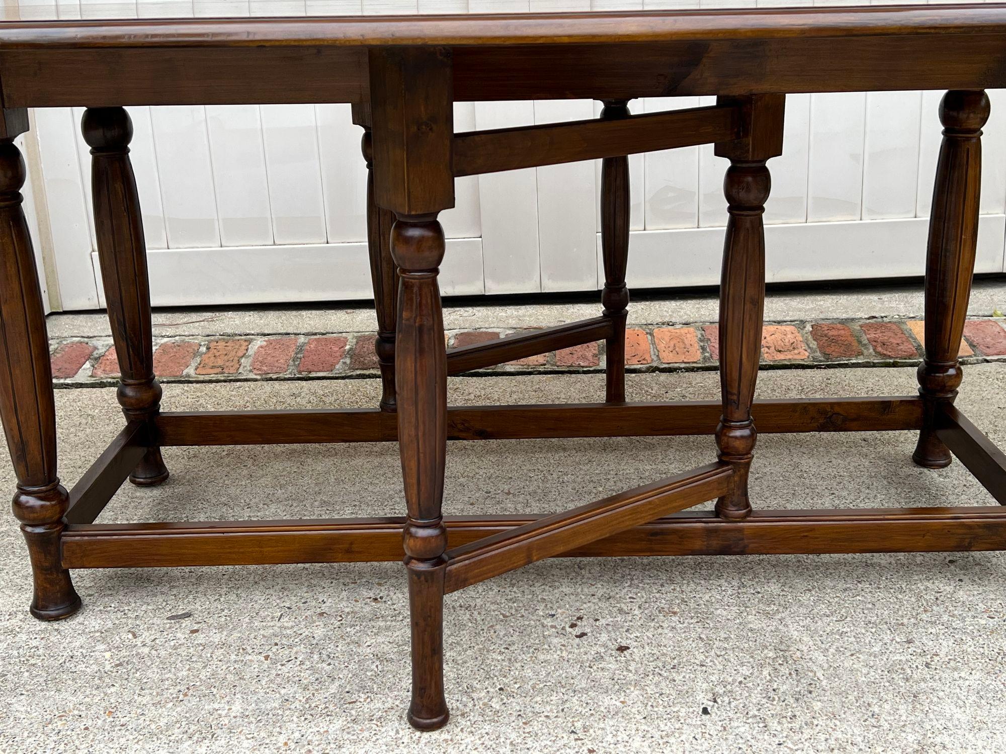 Antique French Hunt Wake Dining Table Drop Leaf Gate Leg Console Table c1920 4