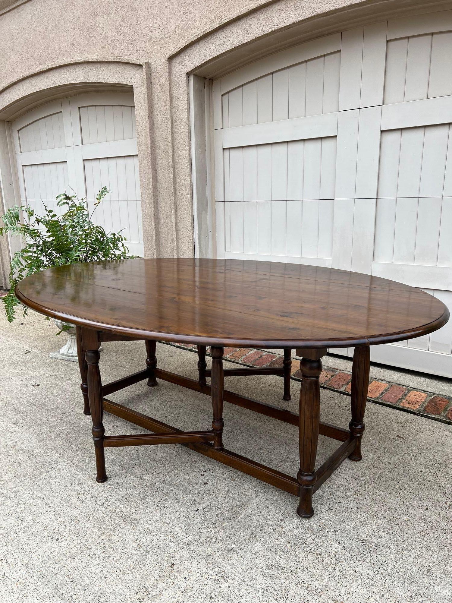 Antique French Hunt Wake Dining Table Drop Leaf Gate Leg Console Table c1920 6