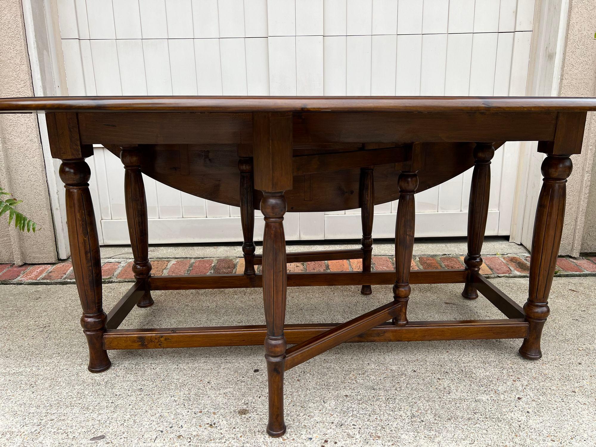 Antique French Hunt Wake Dining Table Drop Leaf Gate Leg Console Table c1920 12