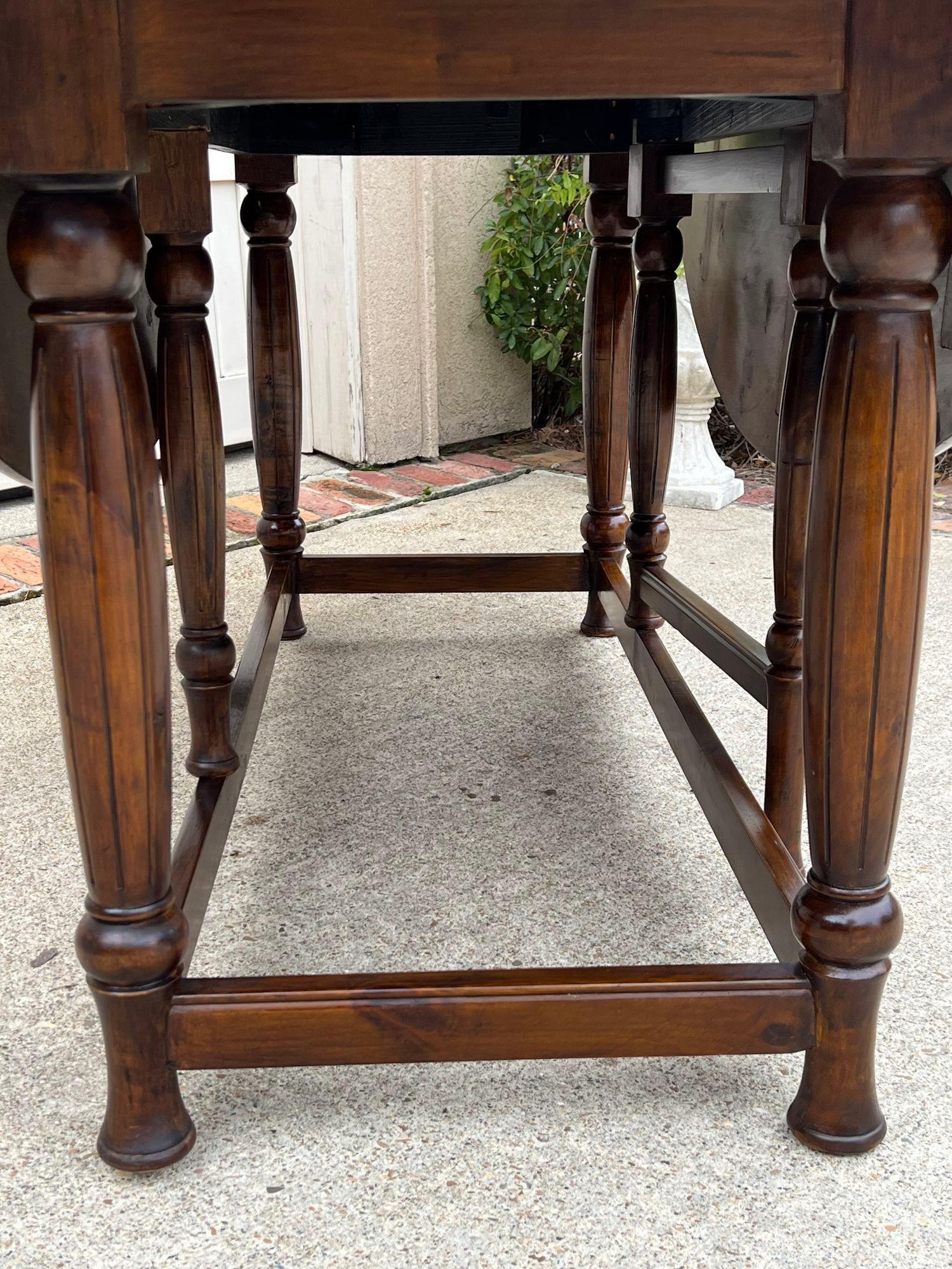 Antique French Hunt Wake Dining Table Drop Leaf Gate Leg Console Table c1920 13