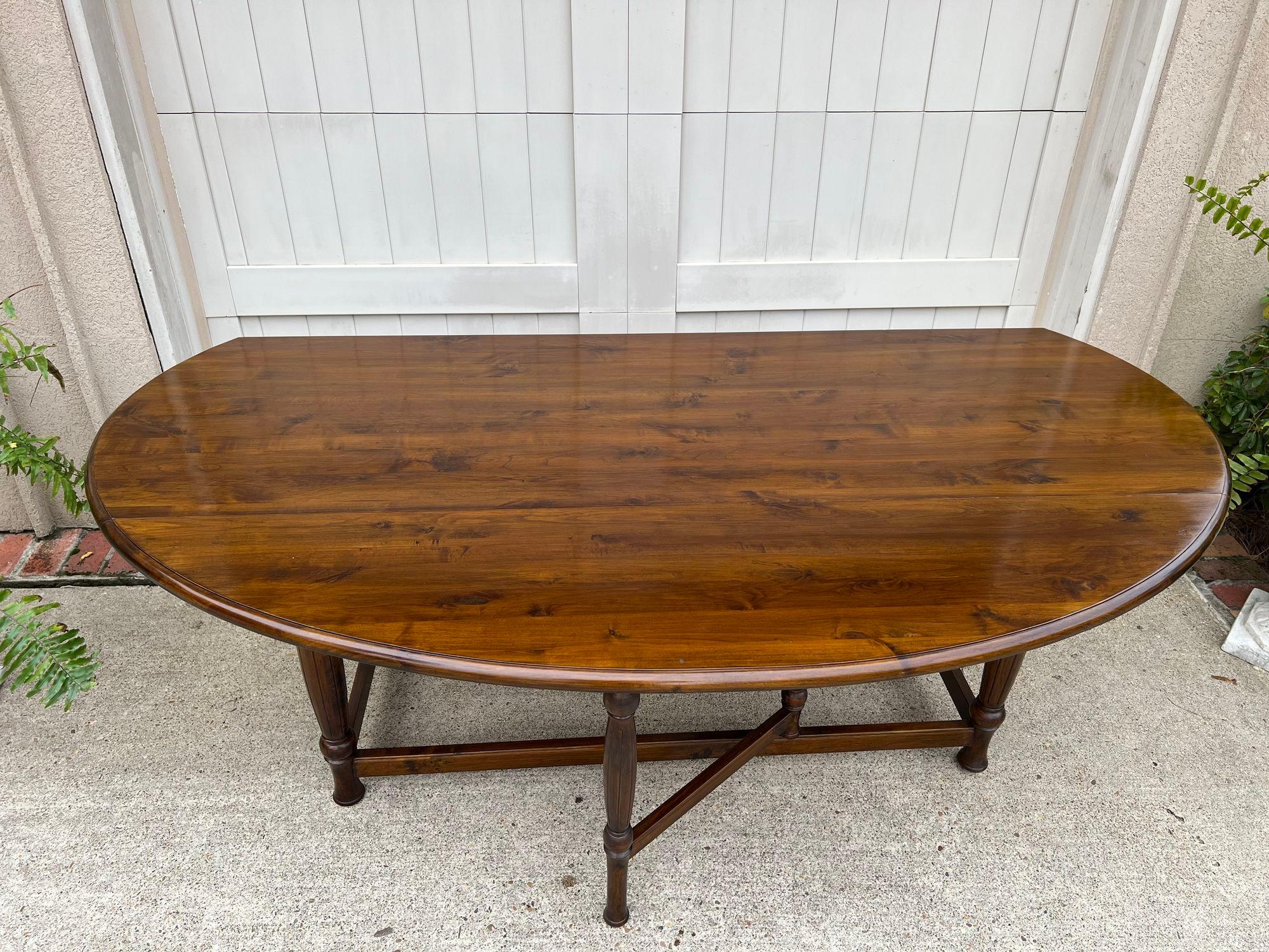 Early 20th Century Antique French Hunt Wake Dining Table Drop Leaf Gate Leg Console Table c1920