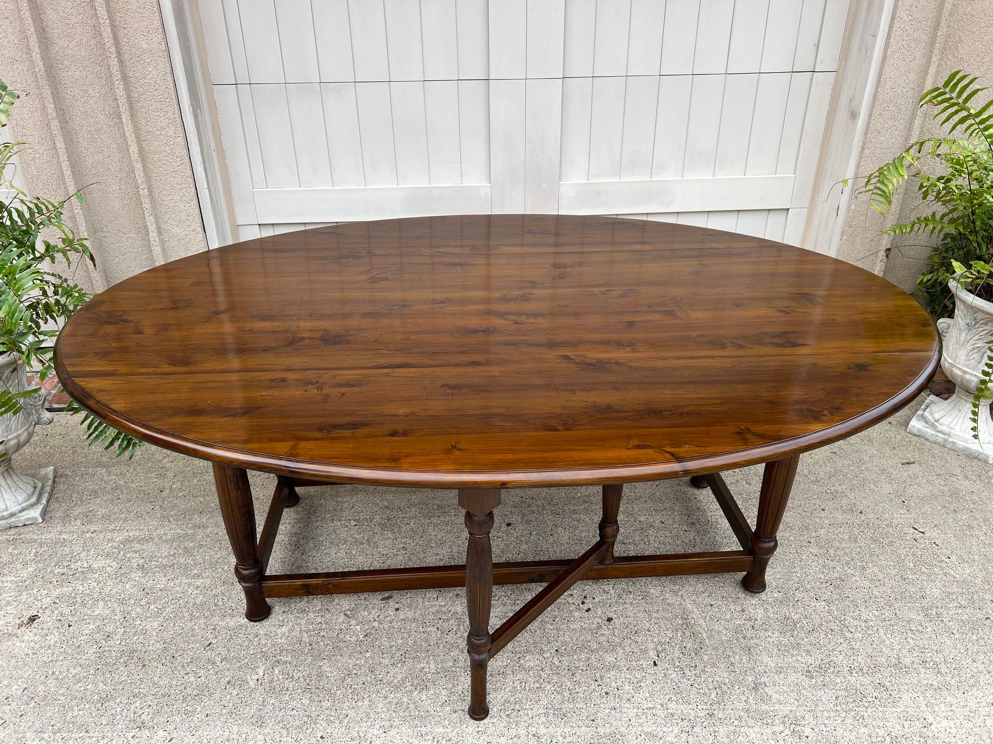 Birch Antique French Hunt Wake Dining Table Drop Leaf Gate Leg Console Table c1920
