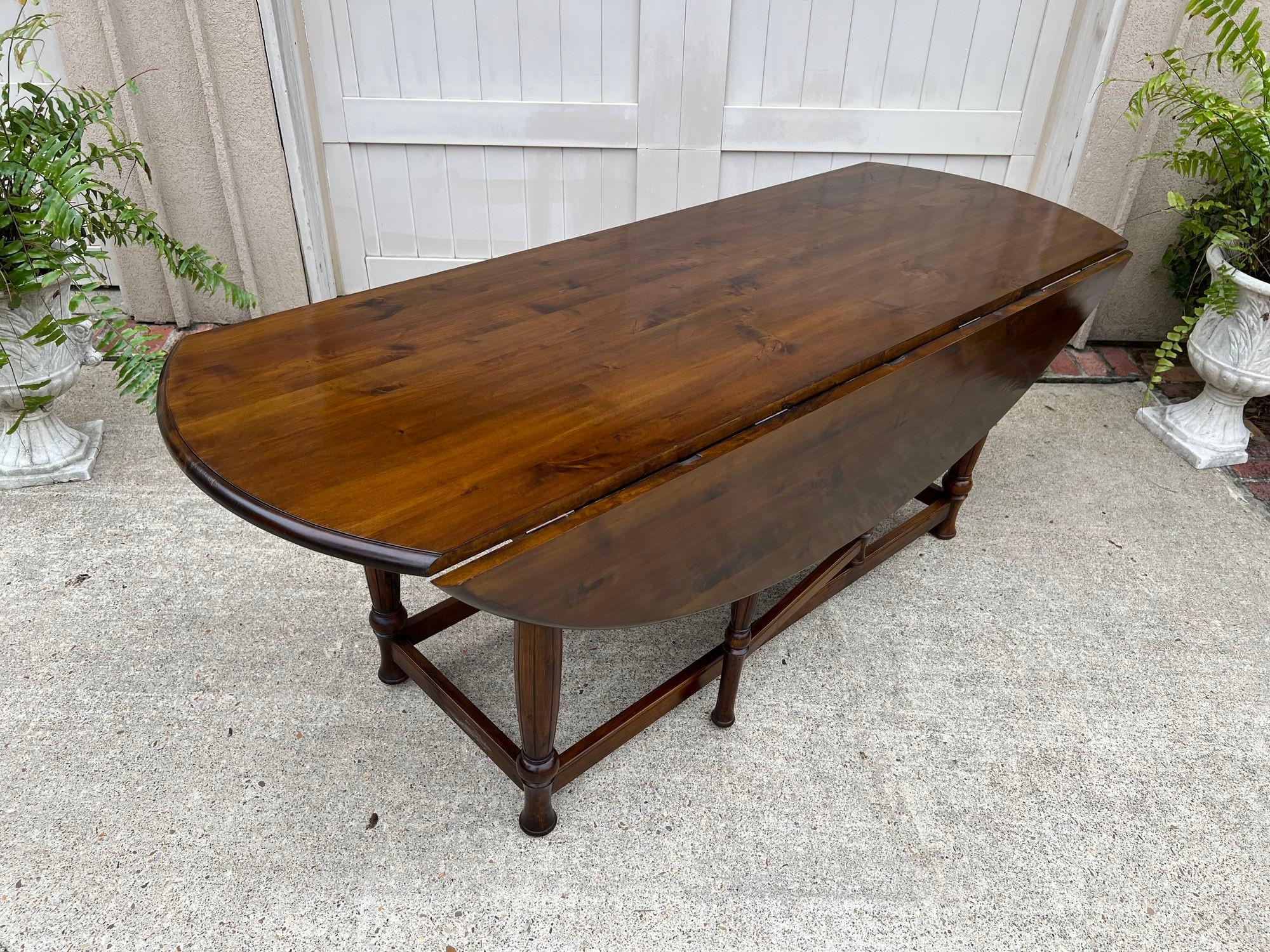 Antique French Hunt Wake Dining Table Drop Leaf Gate Leg Console Table c1920 2