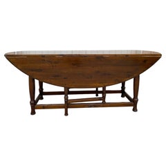 Antique French Hunt Wake Dining Table Drop Leaf Gate Leg Console Table c1920