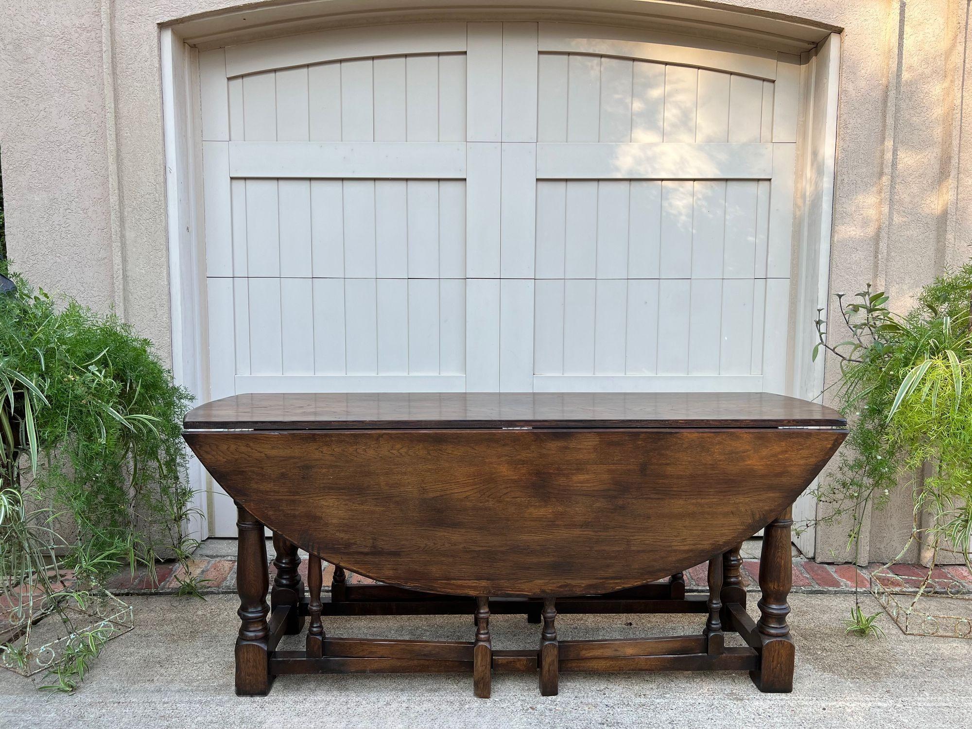 Antique French Hunt Wake Dining Table Oak Drop Leaf Gate Leg Console Sofa c1900 im Angebot 7