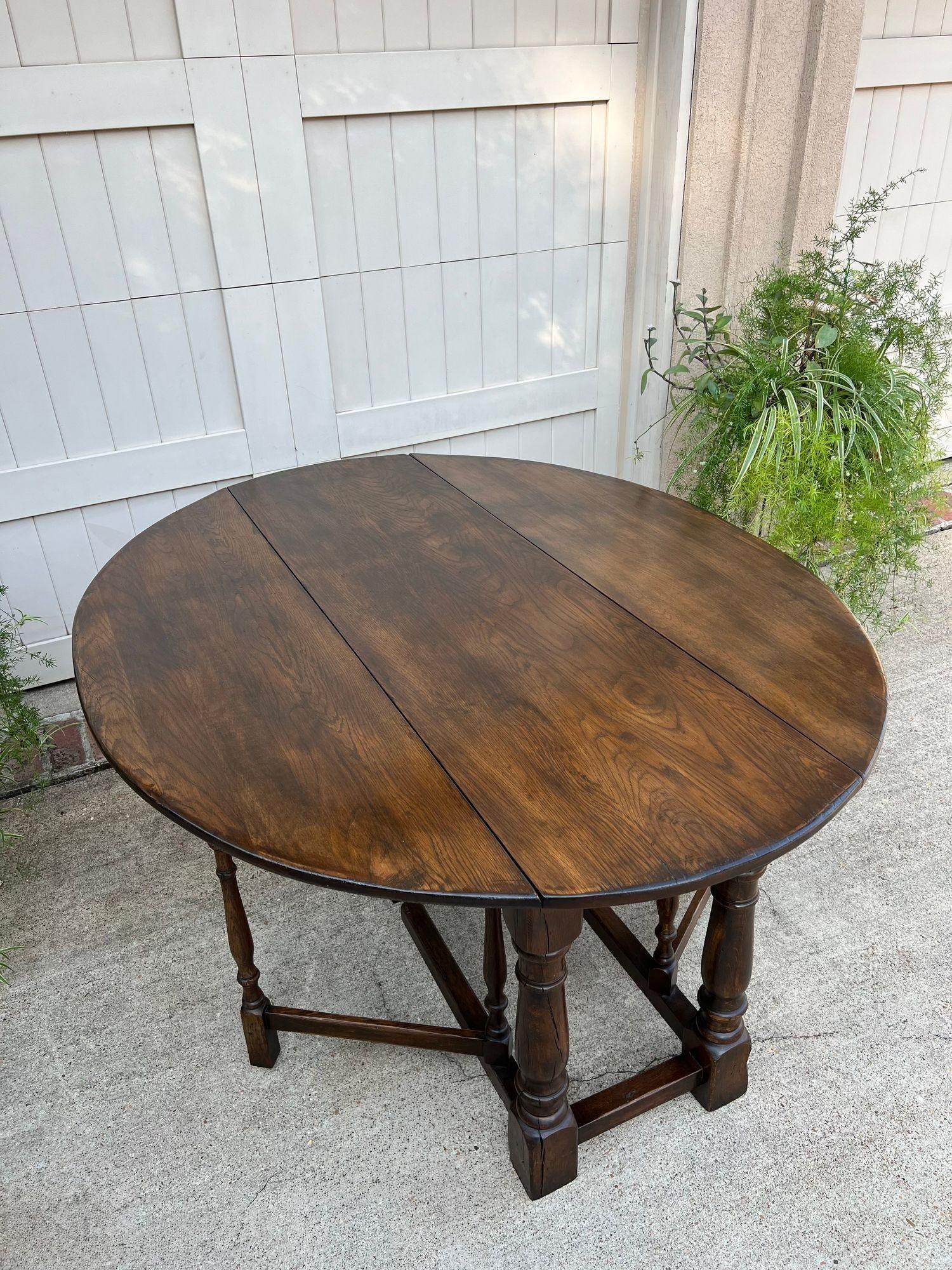 Antique French Hunt Wake Dining Table Oak Drop Leaf Gate Leg Console Sofa c1900 im Angebot 9