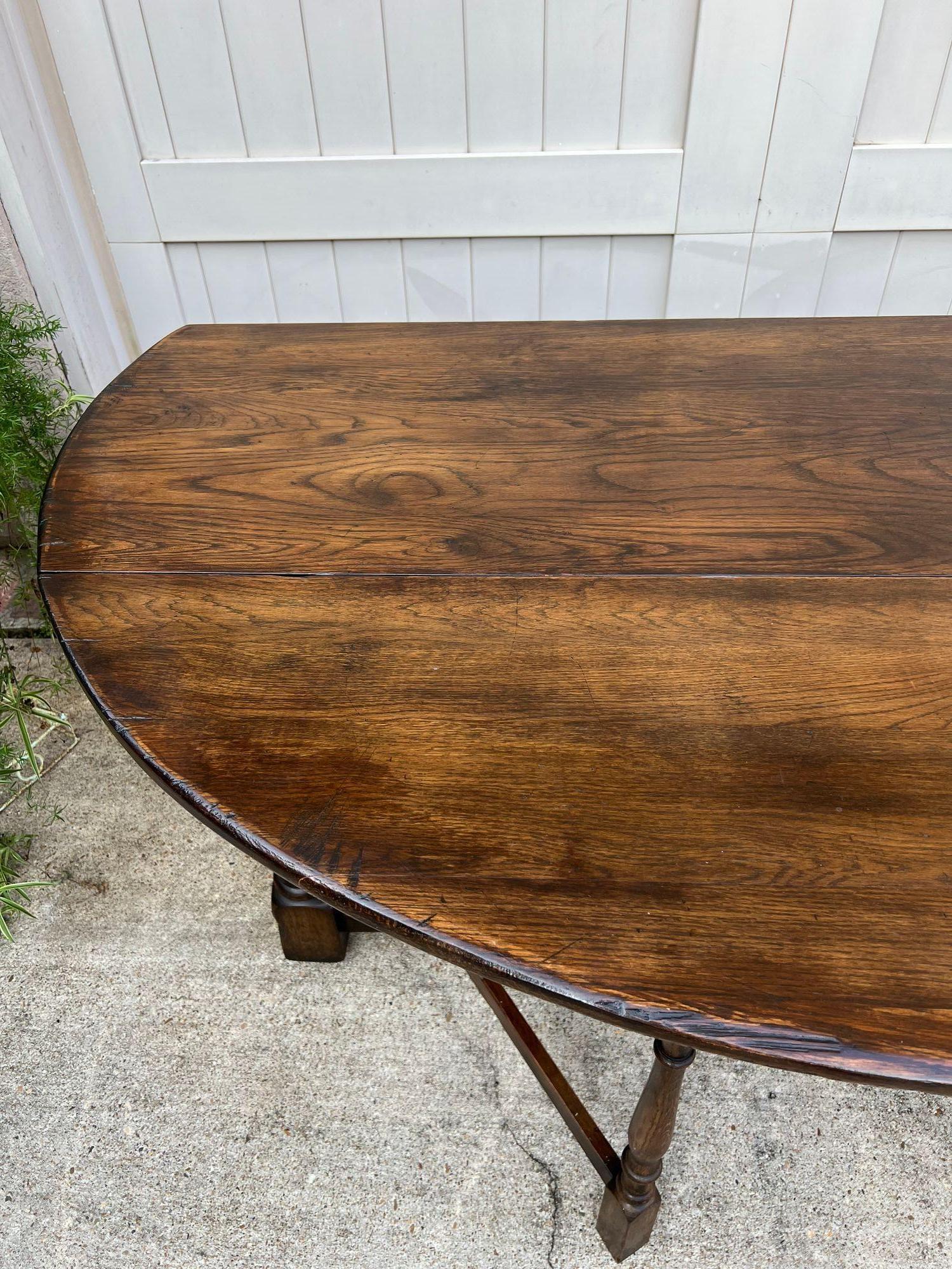 Antique French Hunt Wake Dining Table Oak Drop Leaf Gate Leg Console Sofa c1900 im Angebot 10