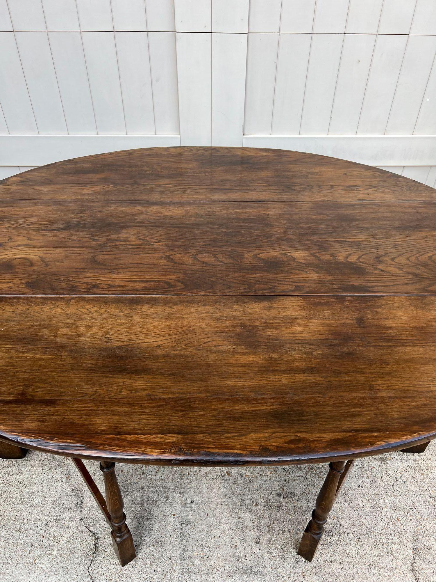 Antique French Hunt Wake Dining Table Oak Drop Leaf Gate Leg Console Sofa c1900 im Angebot 11