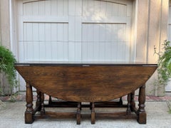 Antique French Hunt Wake Dining Table Oak Drop Leaf Gate Leg Console Sofa c1900