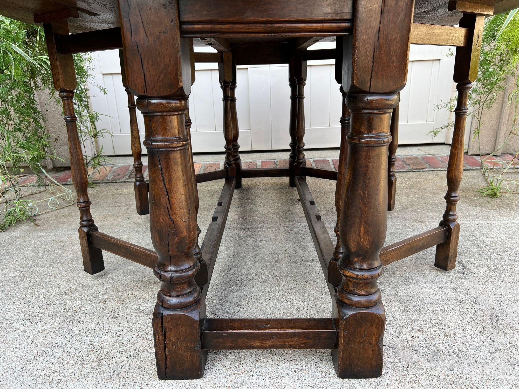 Antique French Hunt Wake Dining Table Oak Drop Leaf Gate Leg Console Sofa c1900 im Angebot 13