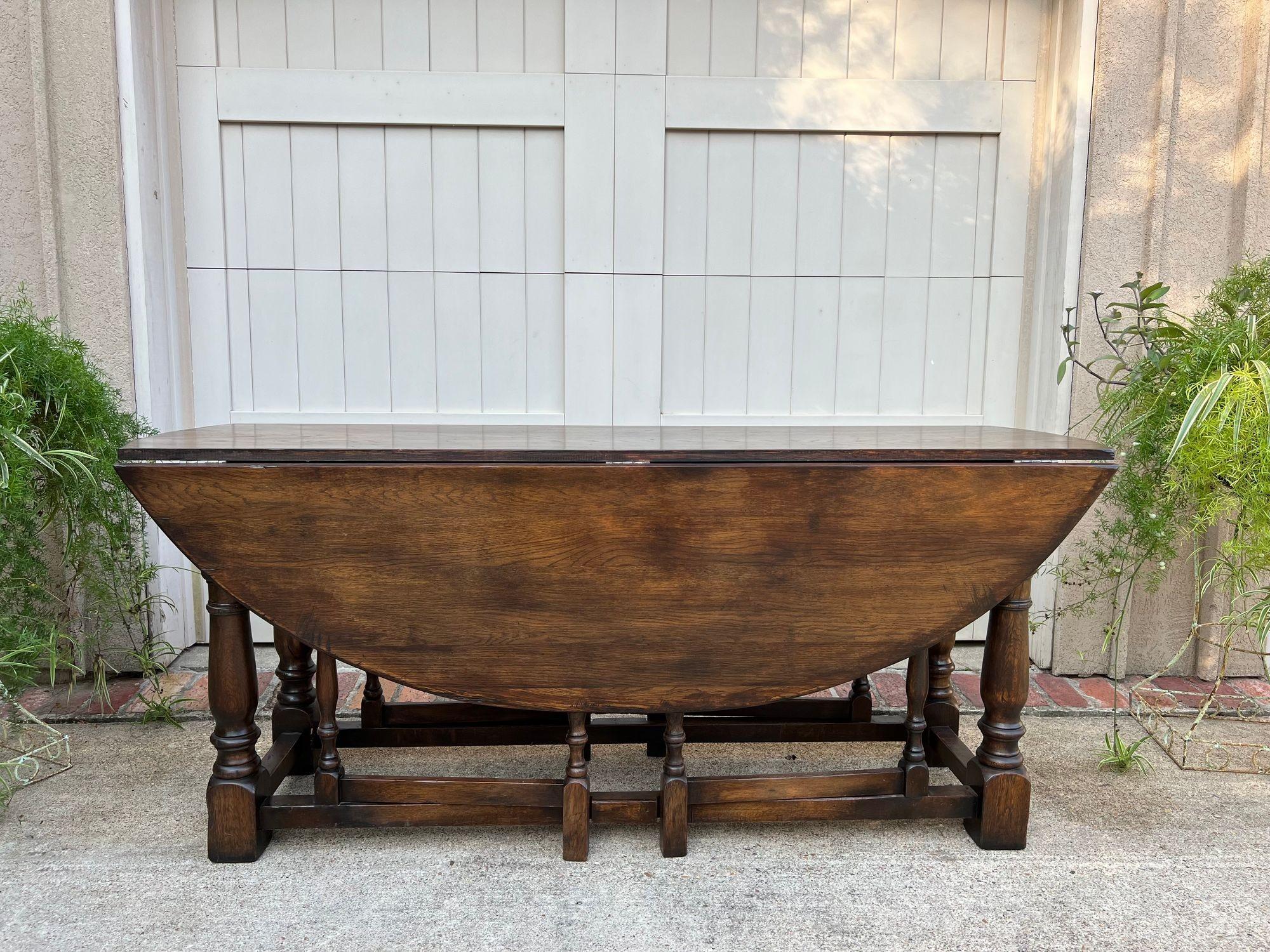 Antique French Hunt Wake Dining Table Oak Drop Leaf Gate Leg Console Sofa c1900 (Französische Provence) im Angebot