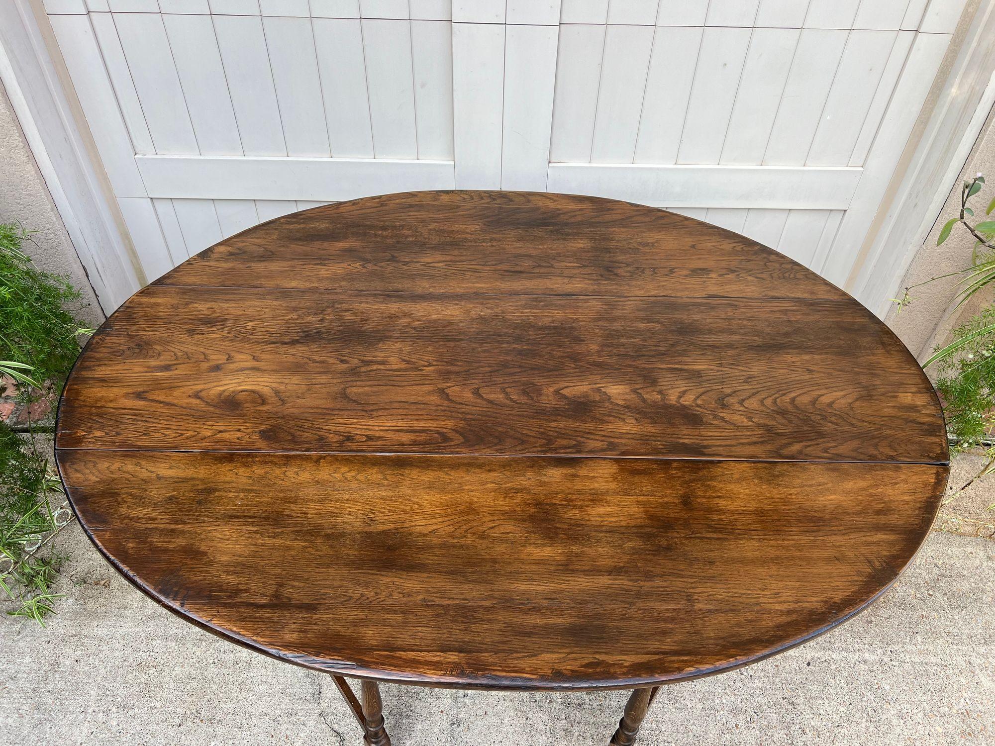Antique French Hunt Wake Dining Table Oak Drop Leaf Gate Leg Console Sofa c1900 (20. Jahrhundert) im Angebot