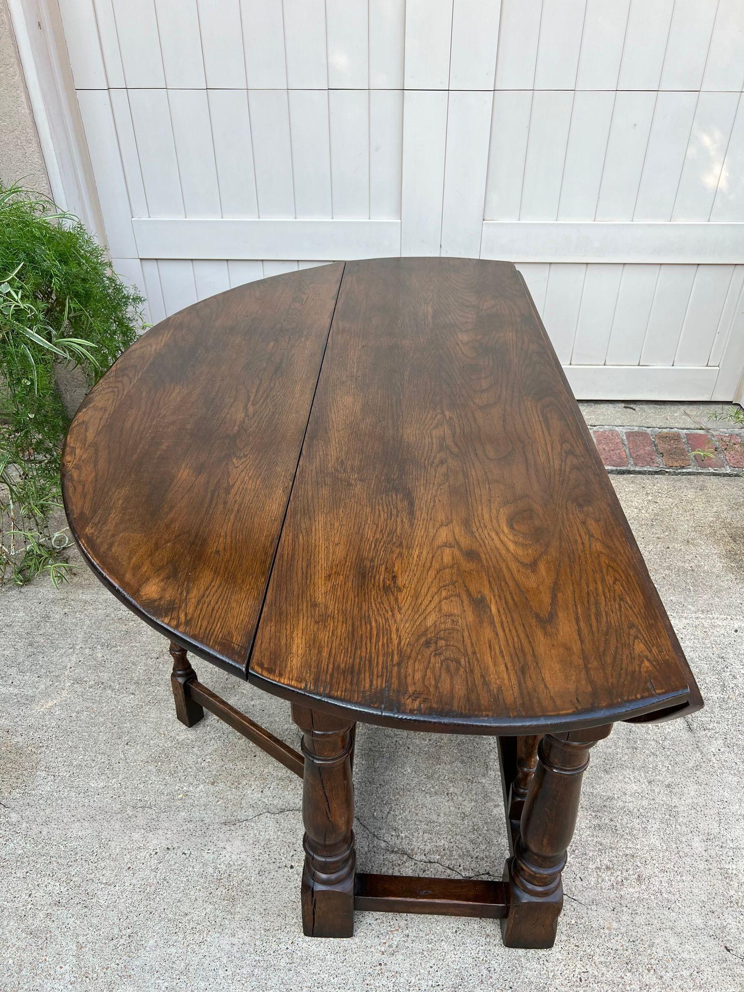 Antique French Hunt Wake Dining Table Oak Drop Leaf Gate Leg Console Sofa c1900 im Angebot 1