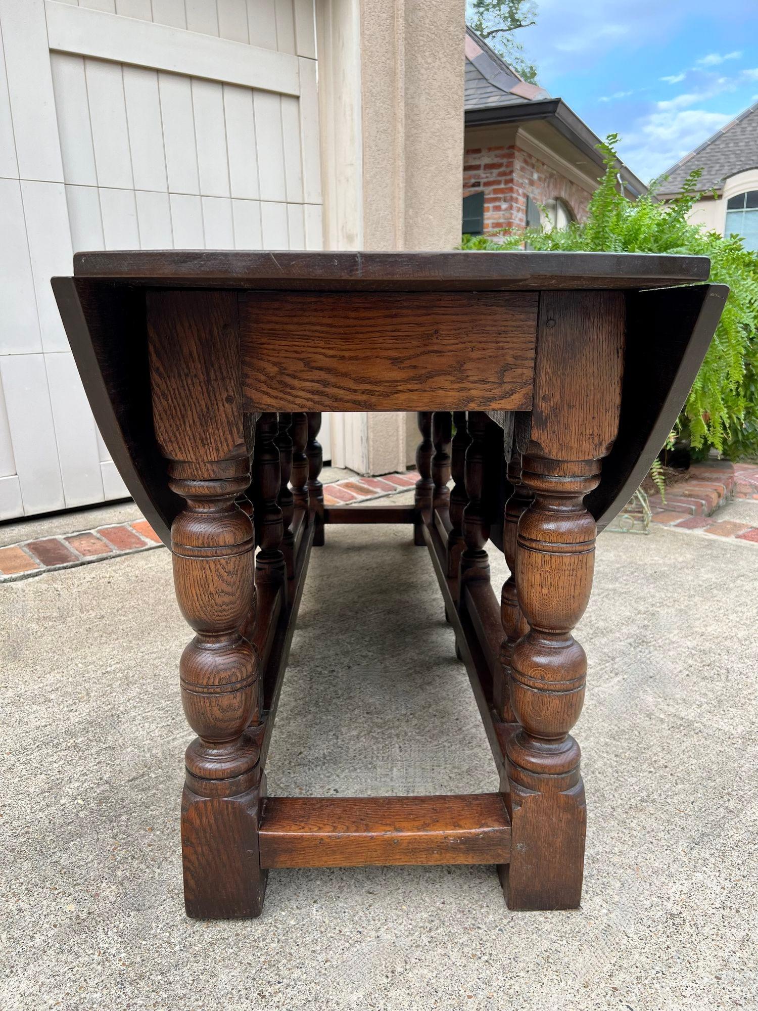 Antique French Hunt Wake Dining Table Oak Drop Leaf Gate Leg HUGE Kitchen Island 5