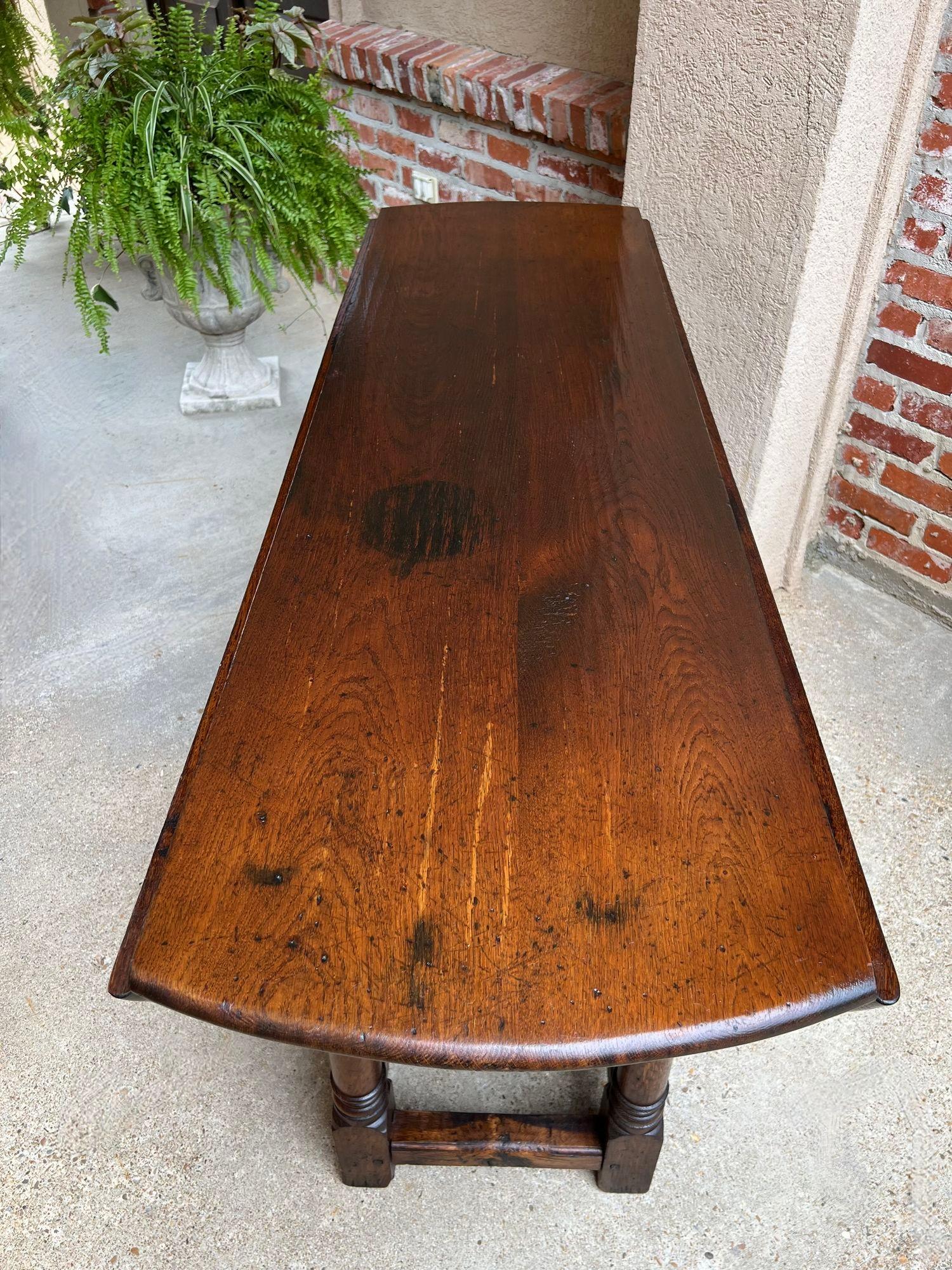 Antique French Hunt Wake Dining TABLE Oak Drop Leaf Gate Leg LARGE Sofa Table 6
