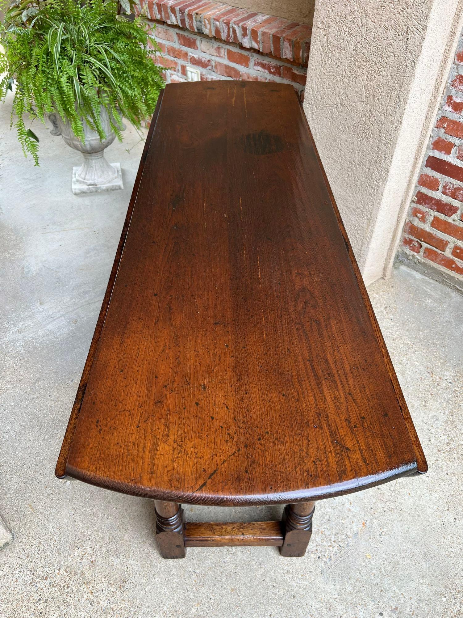 Antique French Hunt Wake Dining TABLE Oak Drop Leaf Gate Leg LARGE Sofa Table 15