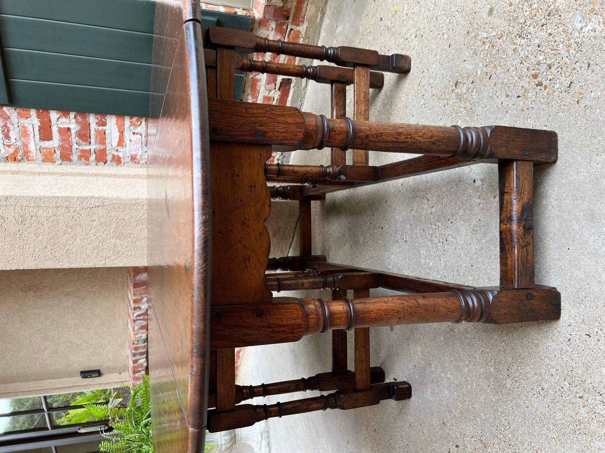 Antique French Hunt Wake Dining TABLE Oak Drop Leaf Gate Leg LARGE Sofa Table 1